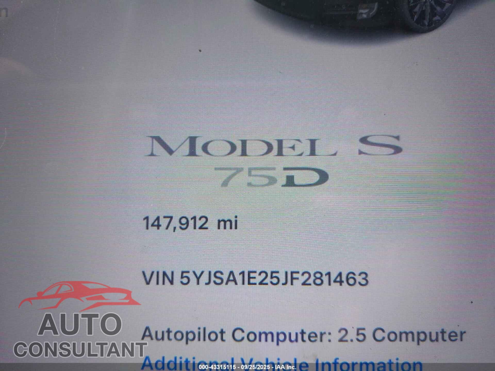 TESLA MODEL S 2018 - 5YJSA1E25JF281463