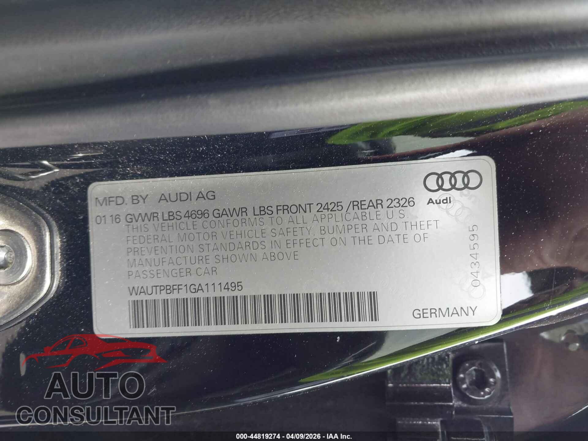 AUDI A3 E-TRON 2016 - WAUTPBFF1GA111495