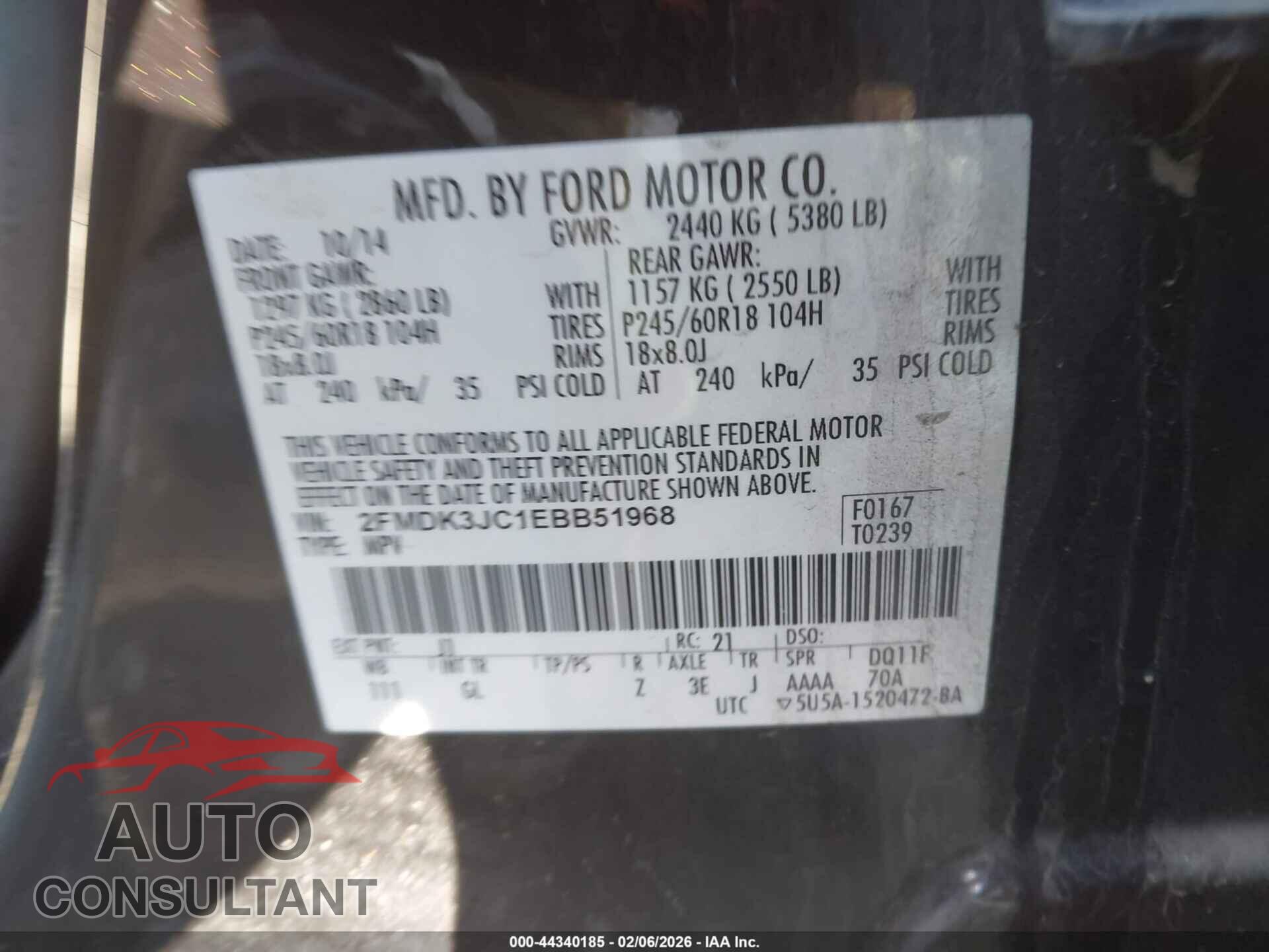 FORD EDGE 2014 - 2FMDK3JC1EBB51968