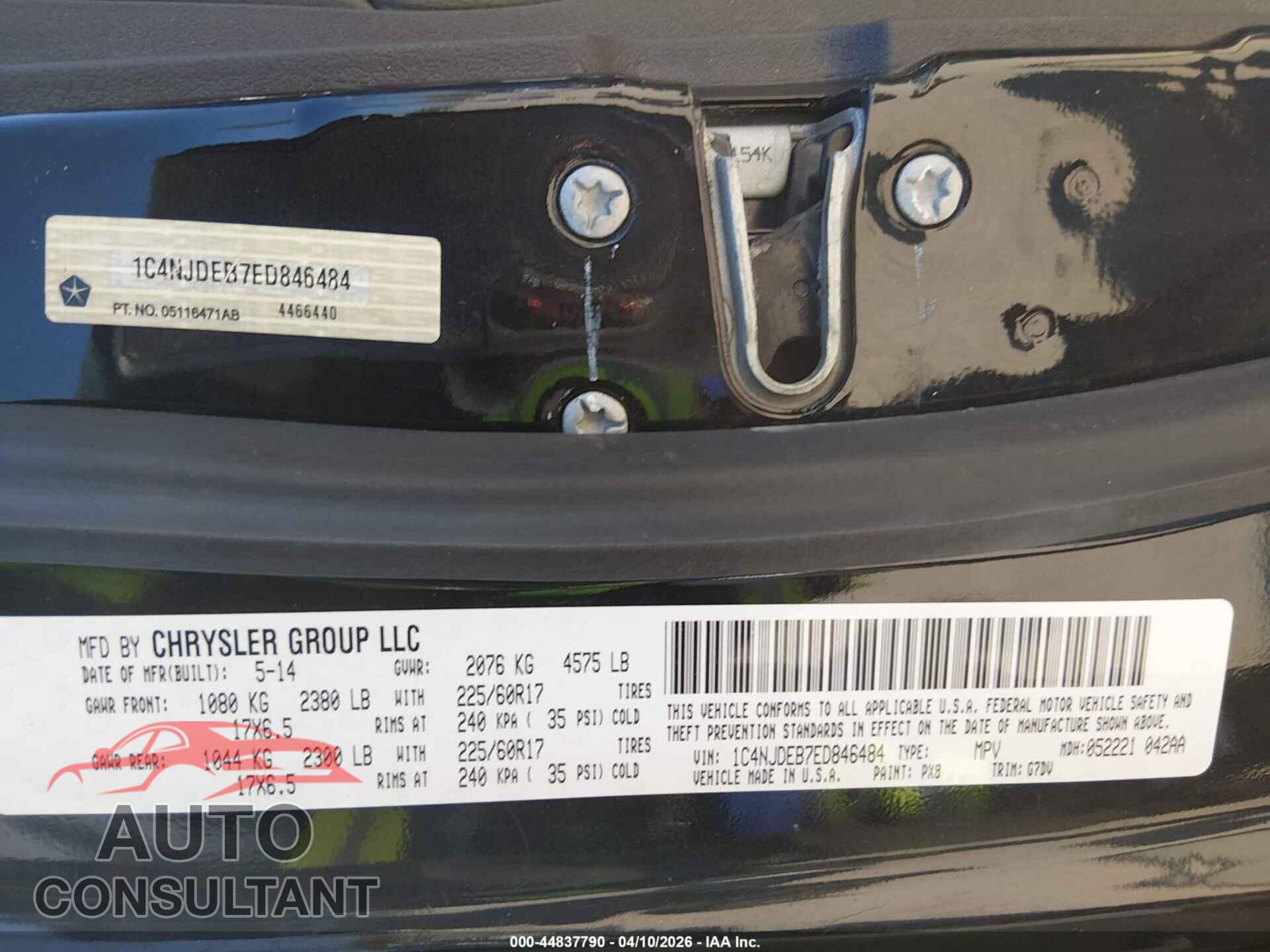 JEEP COMPASS 2014 - 1C4NJDEB7ED846484