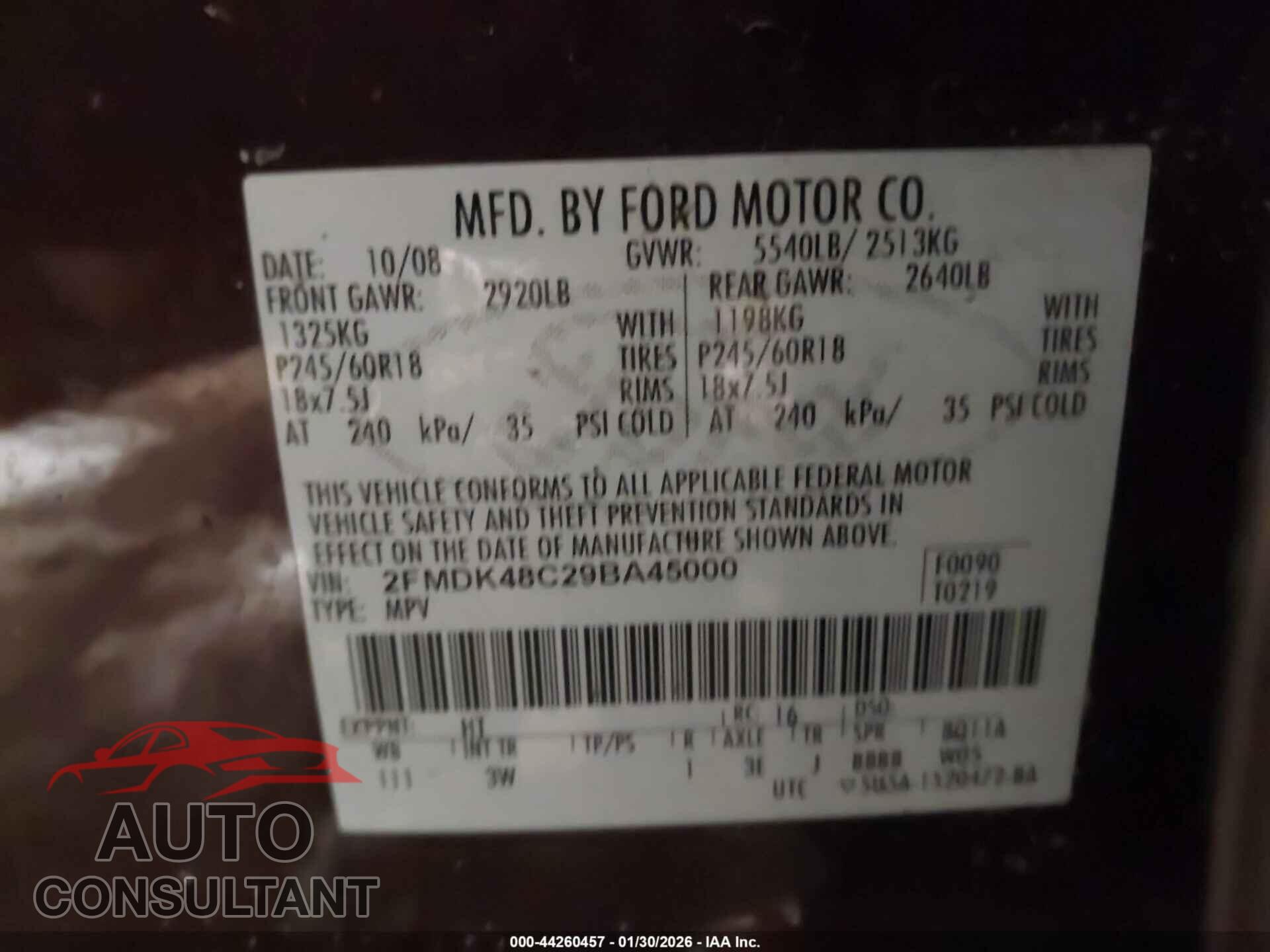 FORD EDGE 2009 - 2FMDK48C29BA45000