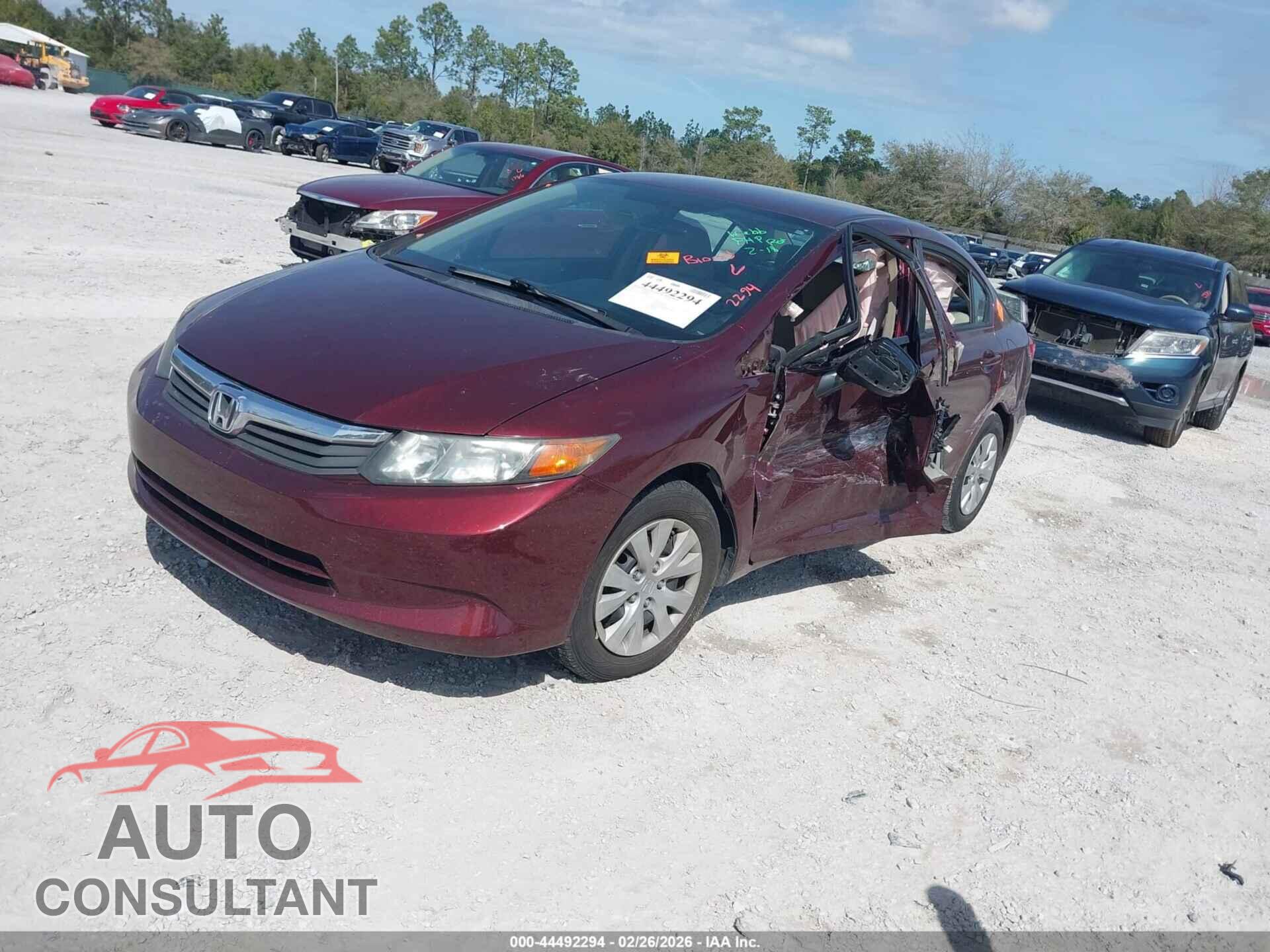 HONDA CIVIC 2012 - 19XFB2F56CE089393