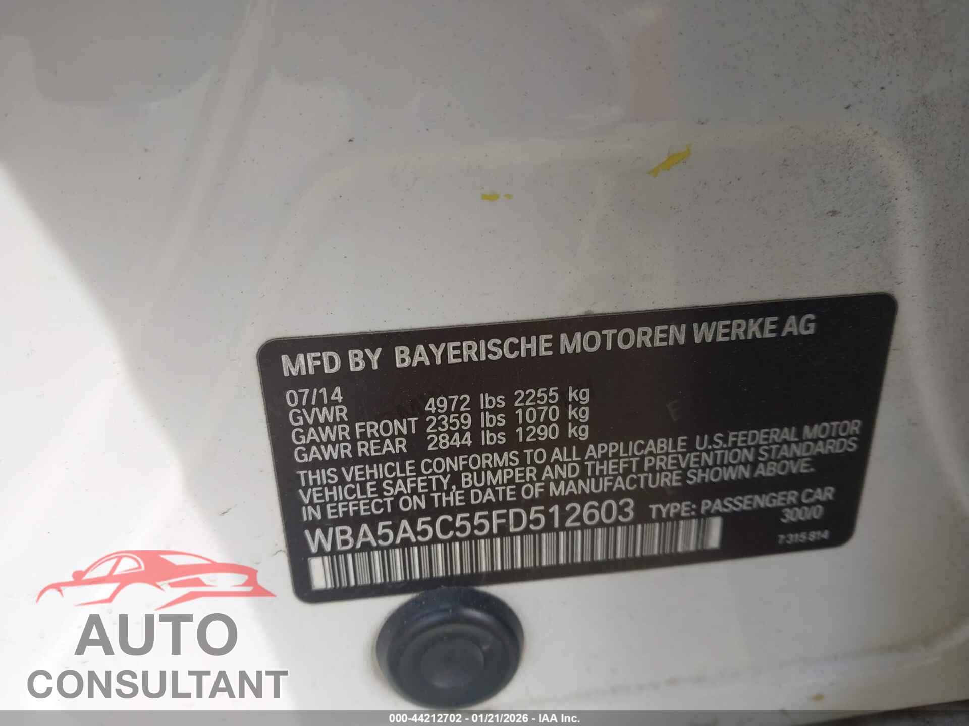BMW 528I 2015 - WBA5A5C55FD512603