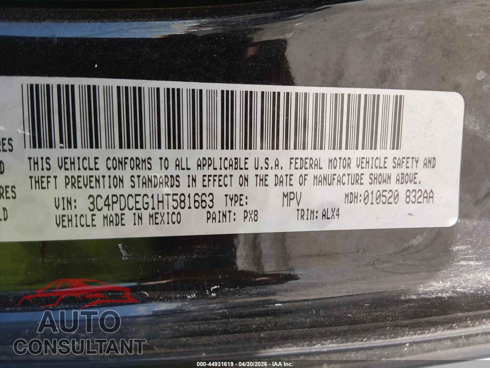 DODGE JOURNEY 2017 - 3C4PDCEG1HT581663