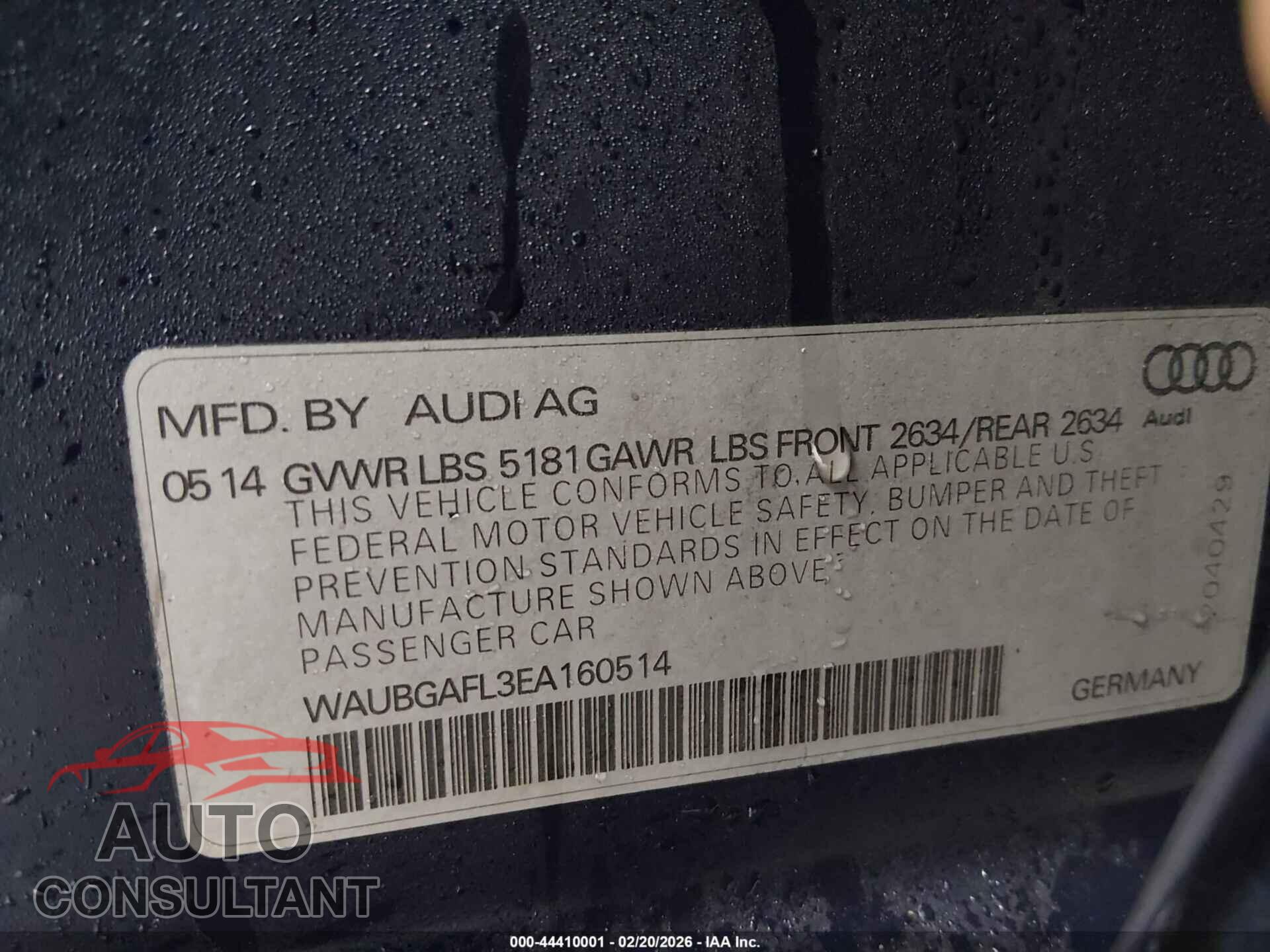 AUDI S4 2014 - WAUBGAFL3EA160514