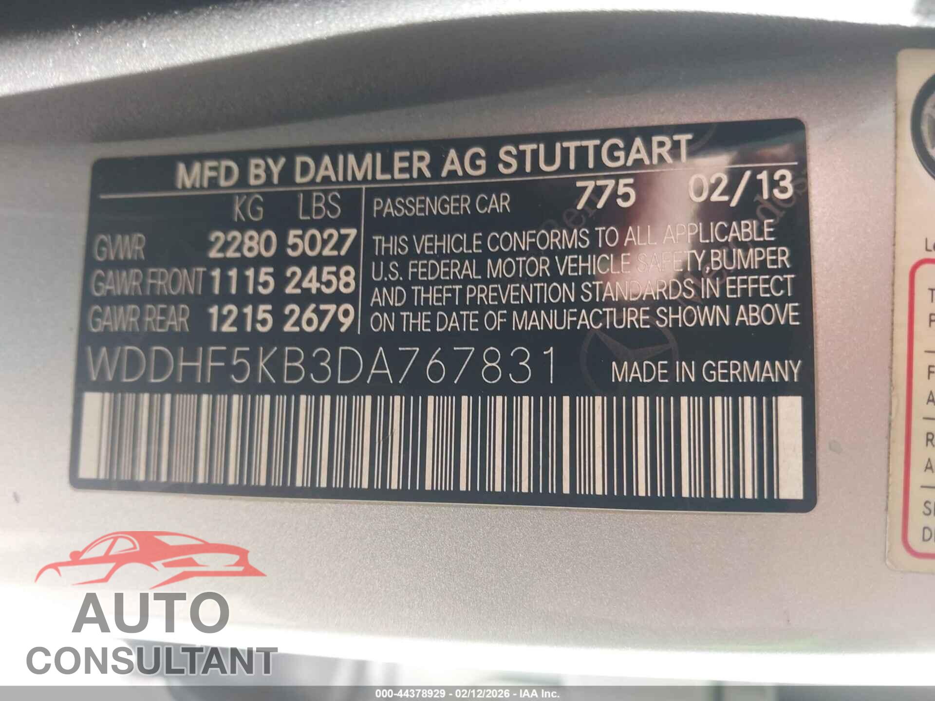 MERCEDES-BENZ E 350 2013 - WDDHF5KB3DA767831