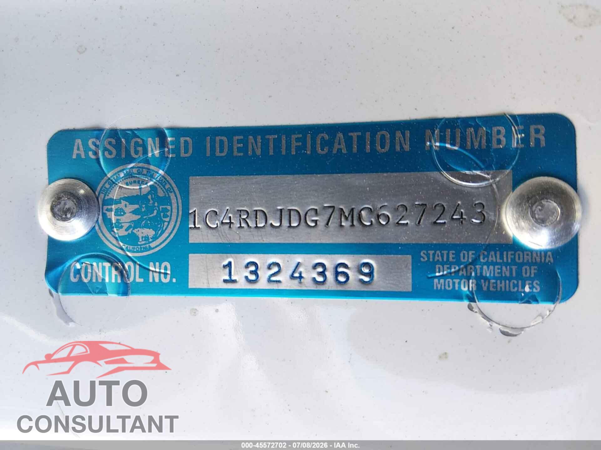 DODGE DURANGO 2021 - 1C4RDJDG7MC627243