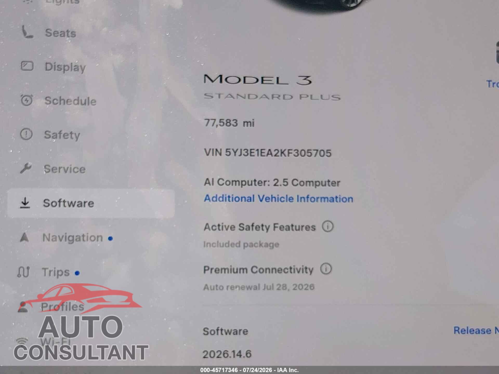 TESLA MODEL 3 2019 - 5YJ3E1EA2KF305705