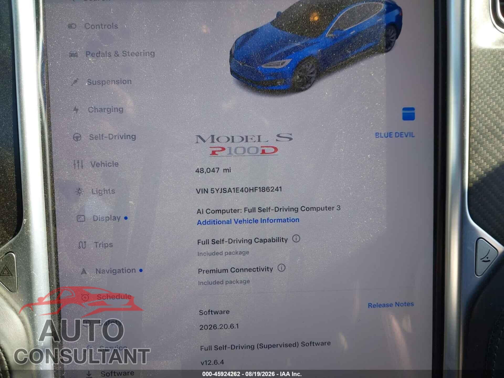 TESLA MODEL S 2017 - 5YJSA1E40HF186241