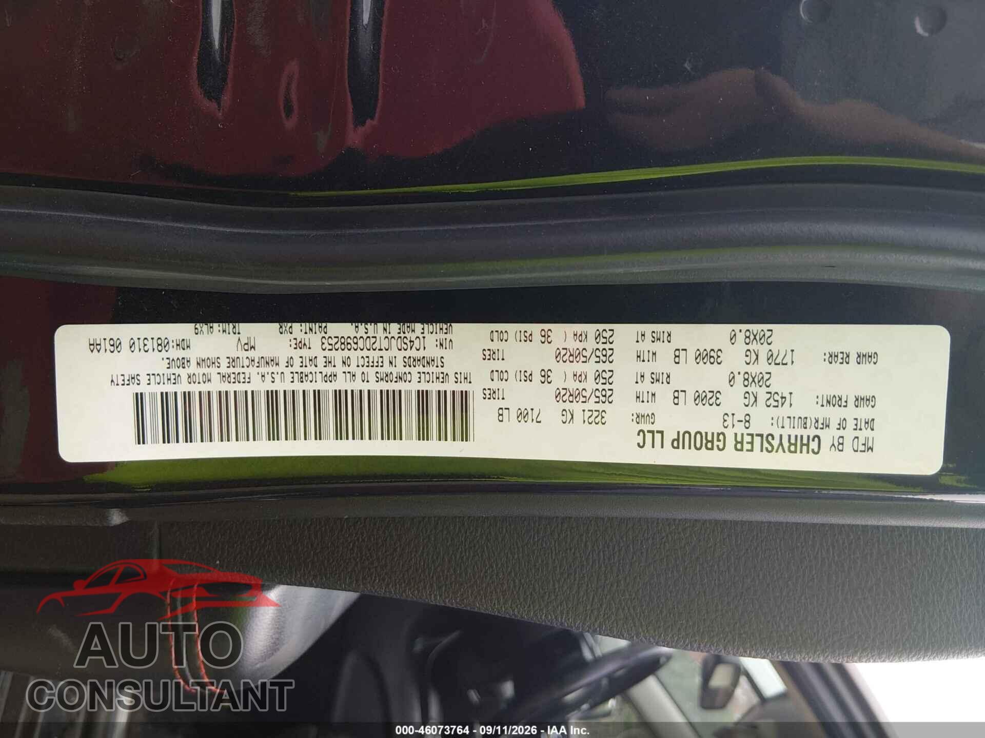 DODGE DURANGO 2013 - 1C4SDJCT2DC698253