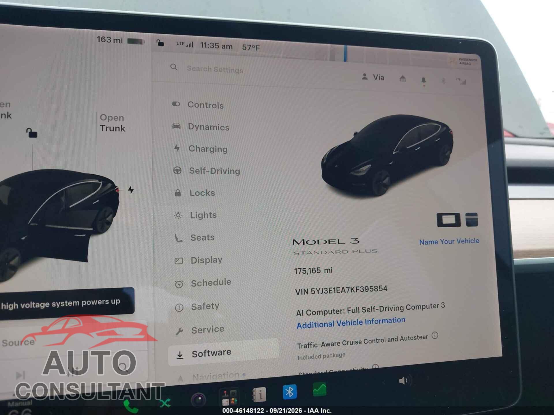 TESLA MODEL 3 2019 - 5YJ3E1EA7KF395854