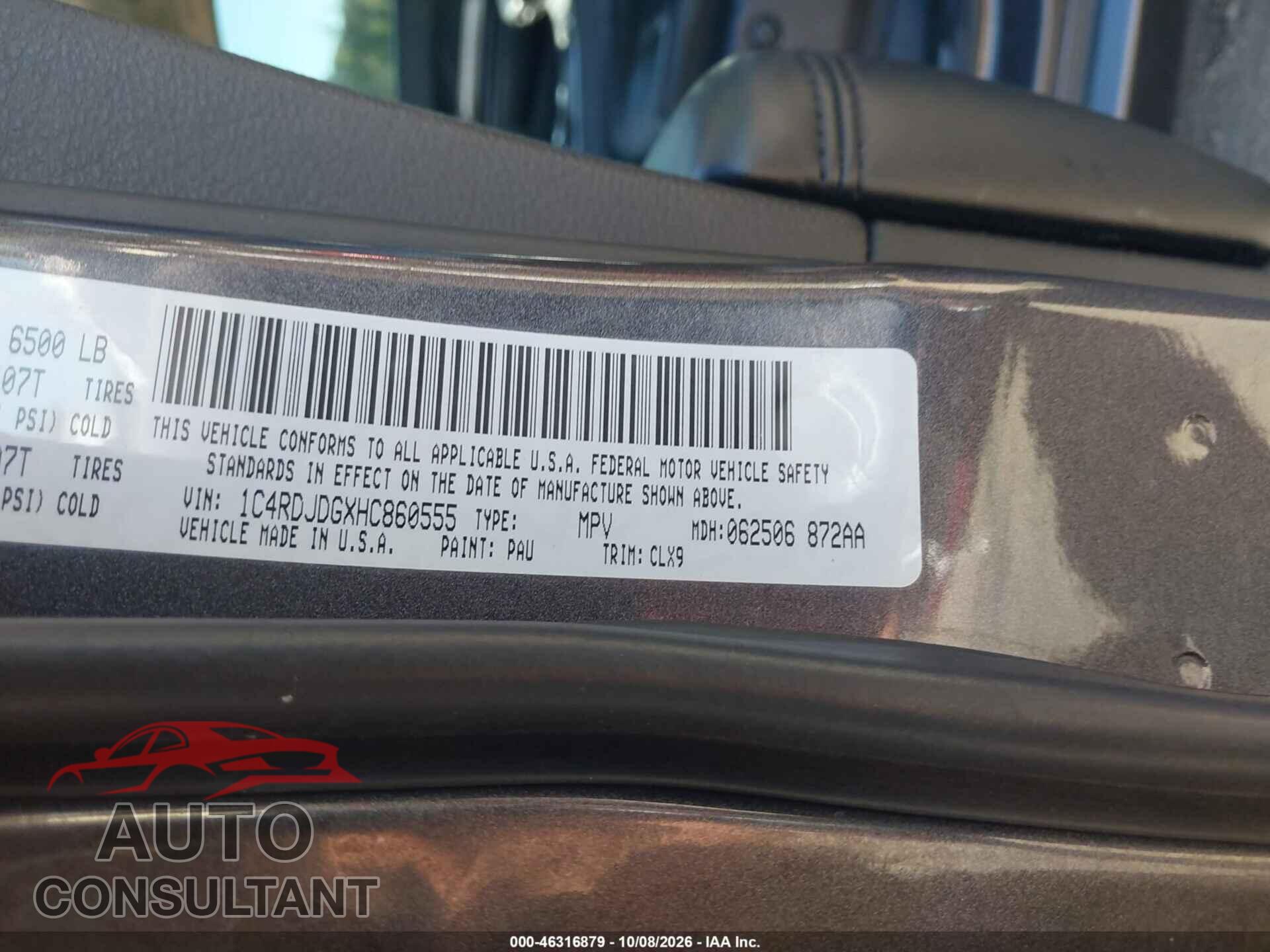 DODGE DURANGO 2017 - 1C4RDJDGXHC860555