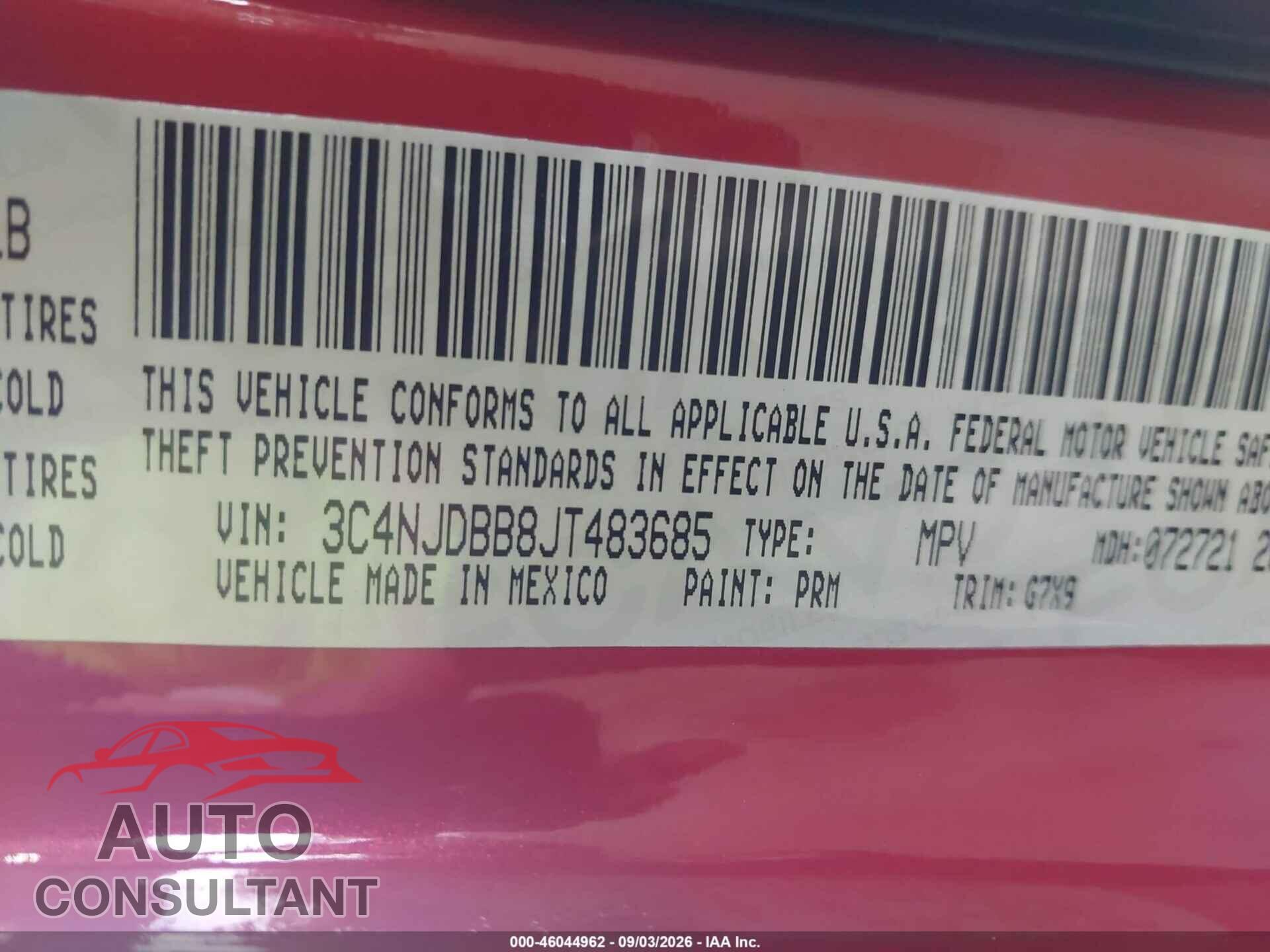 JEEP COMPASS 2018 - 3C4NJDBB8JT483685