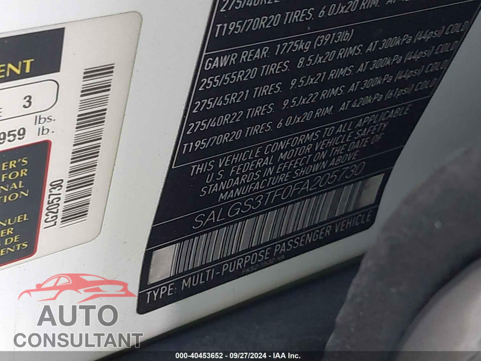 LAND ROVER RANGE ROVER 2015 - SALGS3TF0FA205730