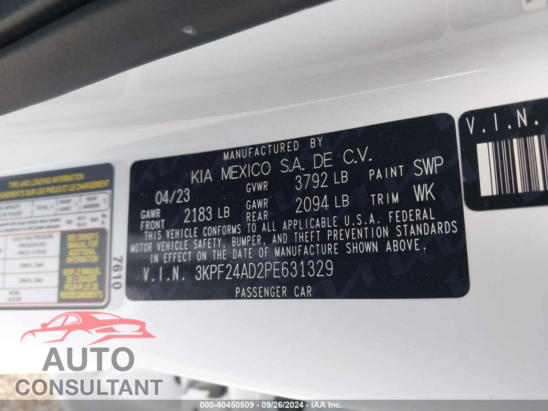KIA FORTE 2023 - 3KPF24AD2PE631329