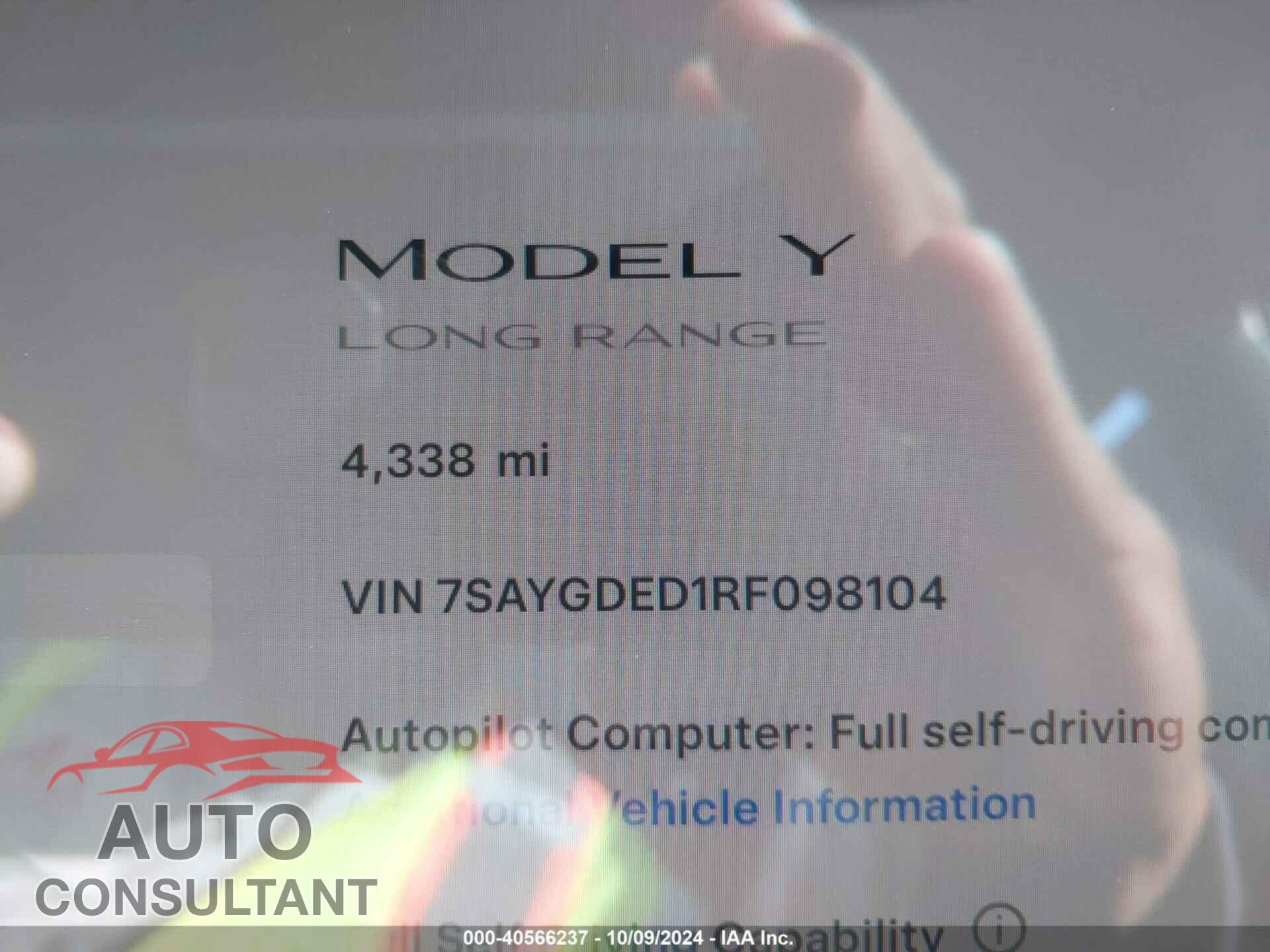 TESLA MODEL Y 2024 - 7SAYGDED1RF098104
