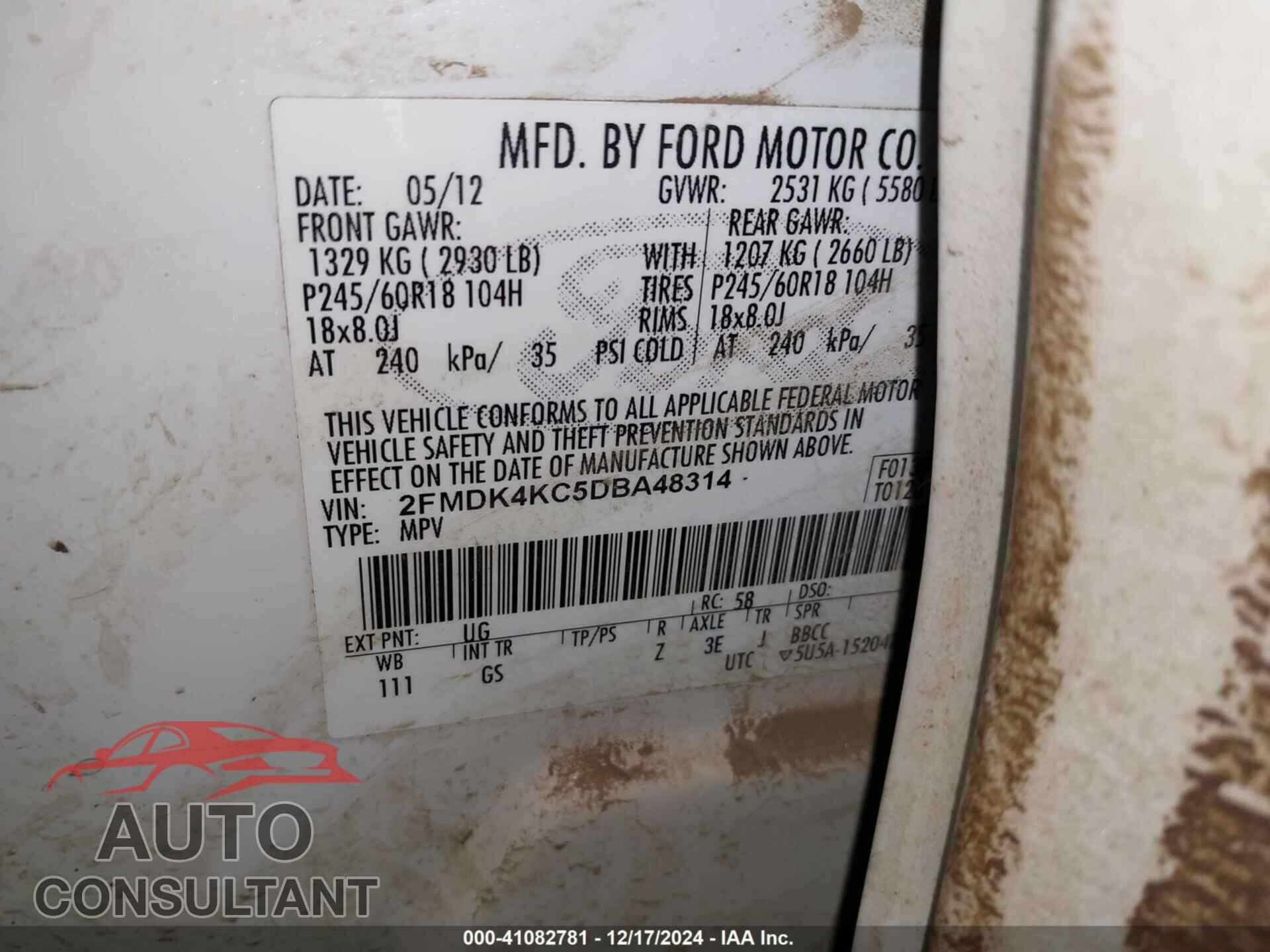 FORD EDGE 2013 - 2FMDK4KC5DBA48314