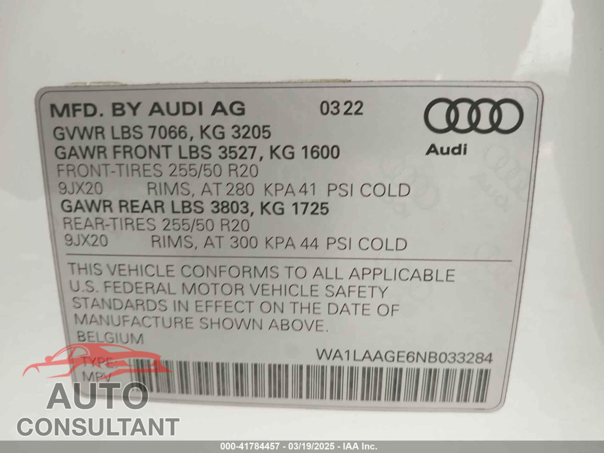 AUDI E-TRON 2022 - WA1LAAGE6NB033284