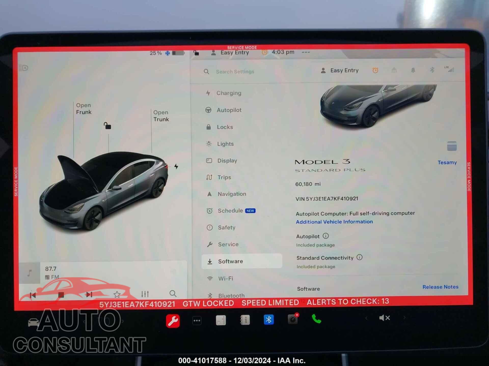 TESLA MODEL 3 2019 - 5YJ3E1EA7KF410921