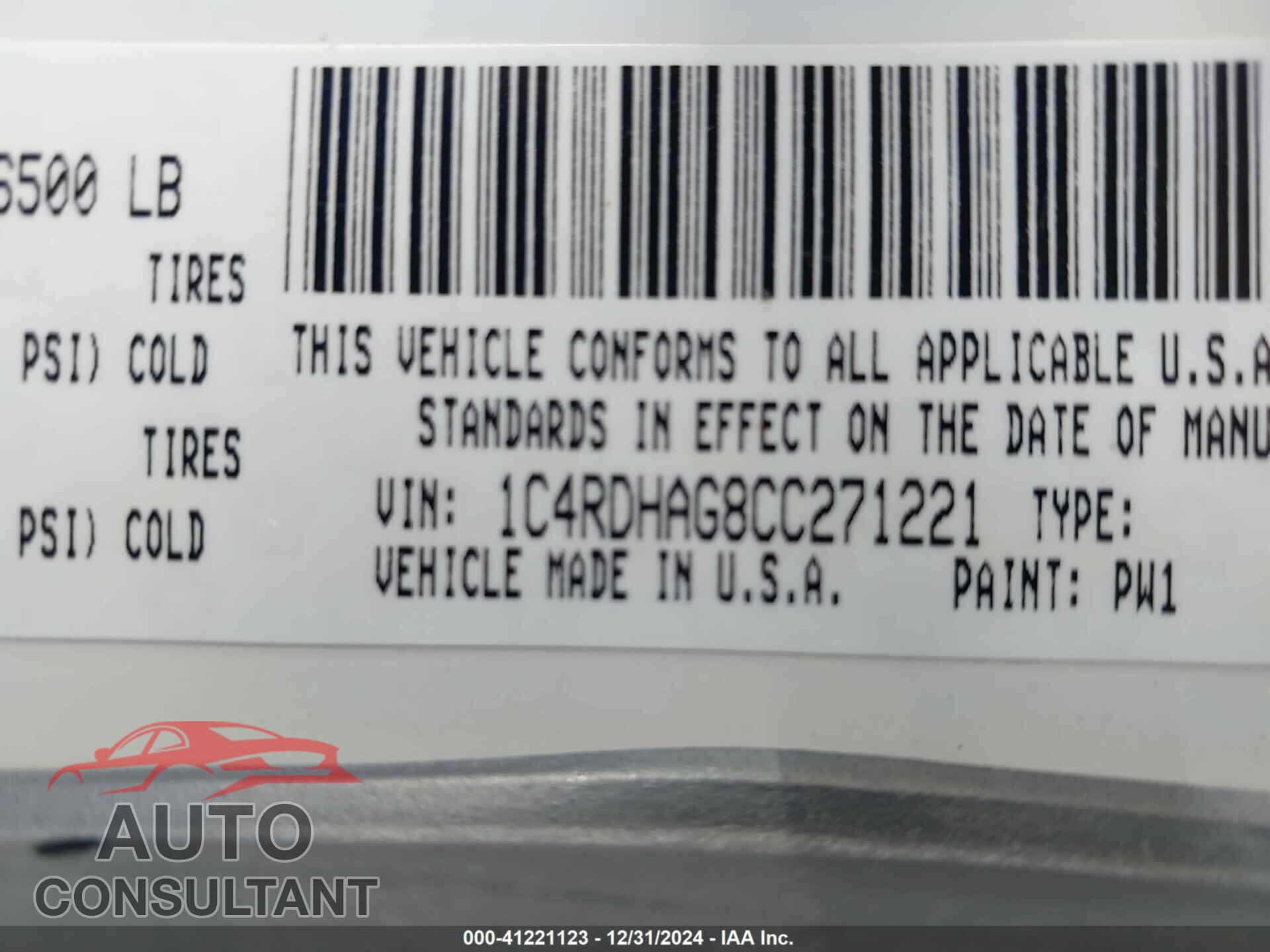 DODGE DURANGO 2012 - 1C4RDHAG8CC271221
