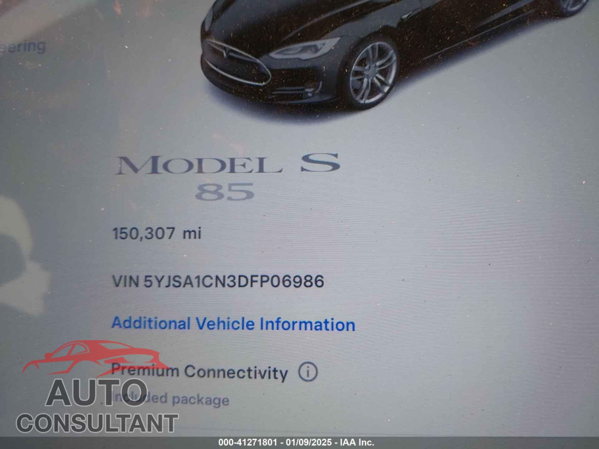 TESLA MODEL S 2013 - 5YJSA1CN3DFP06986