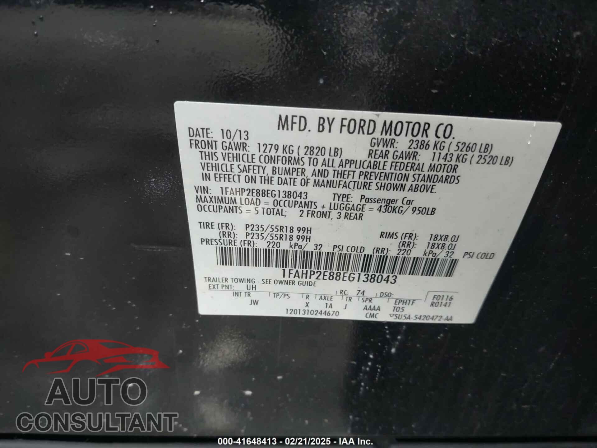FORD TAURUS 2014 - 1FAHP2E88EG138043