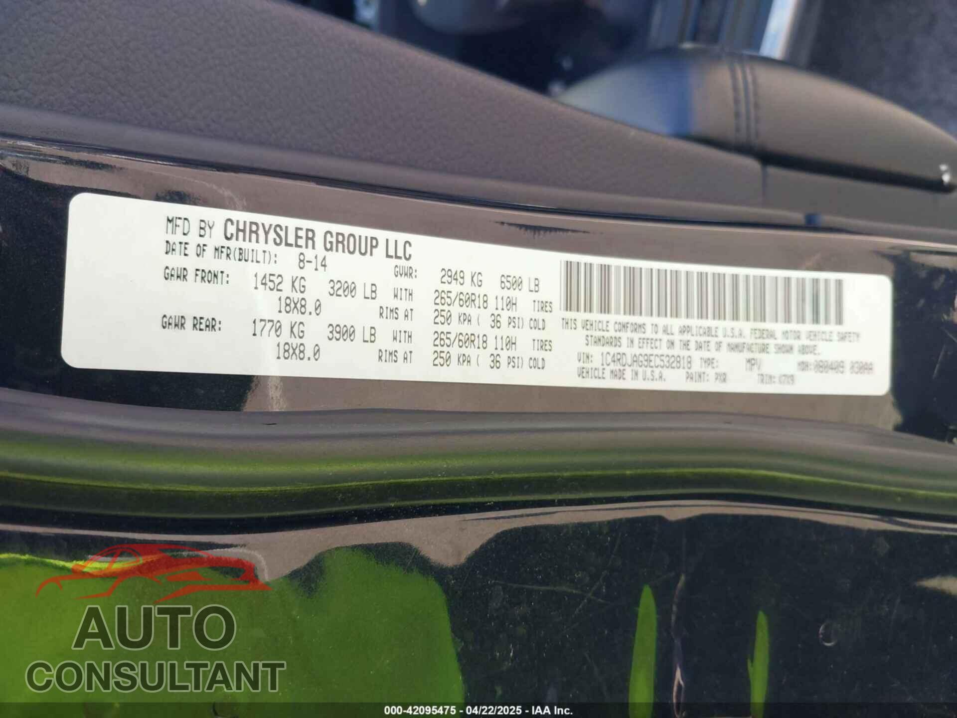 DODGE DURANGO 2014 - 1C4RDJAG9EC532818