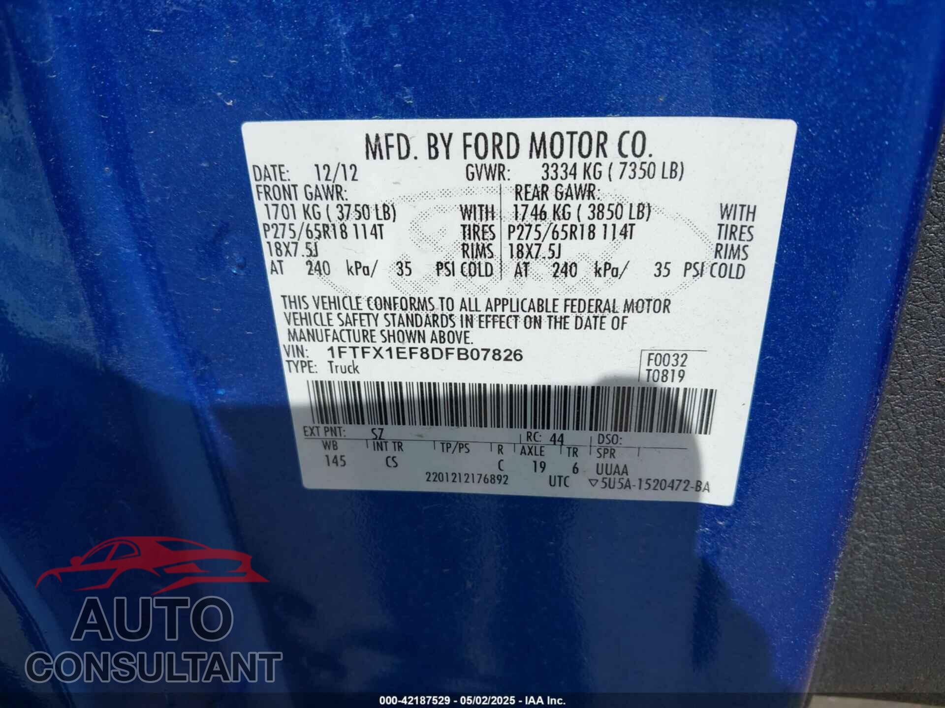 FORD F-150 2013 - 1FTFX1EF8DFB07826