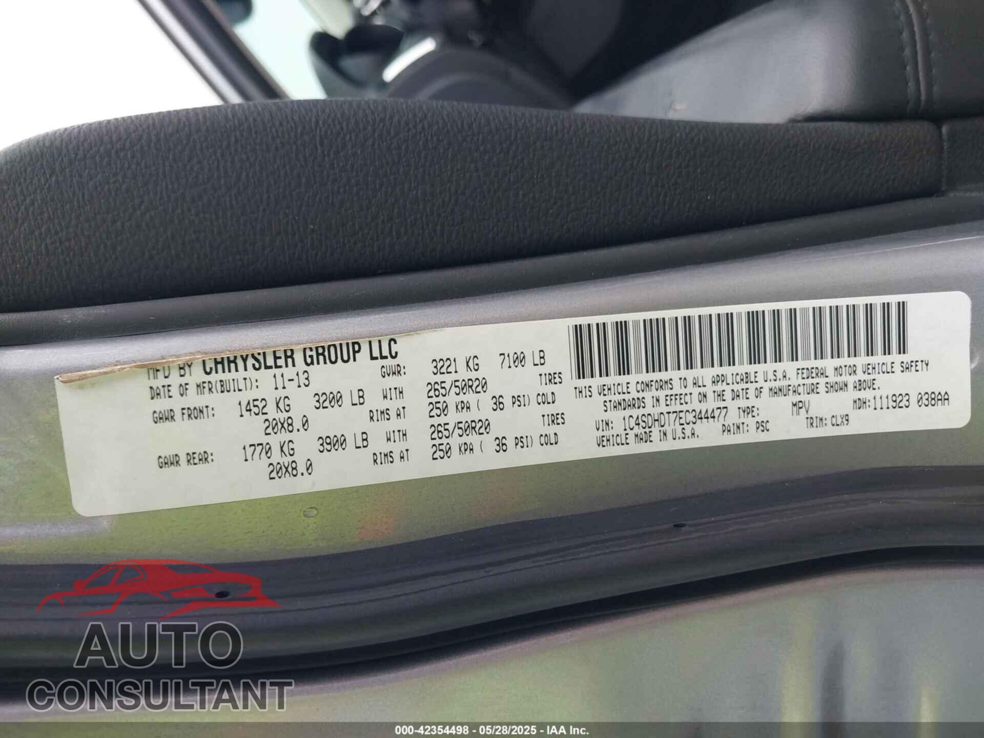 DODGE DURANGO 2014 - 1C4SDHDT7EC344477