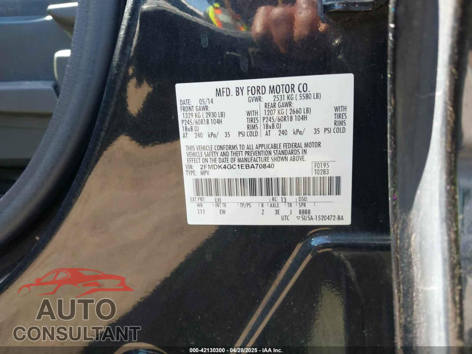 FORD EDGE 2014 - 2FMDK4GC1EBA70840