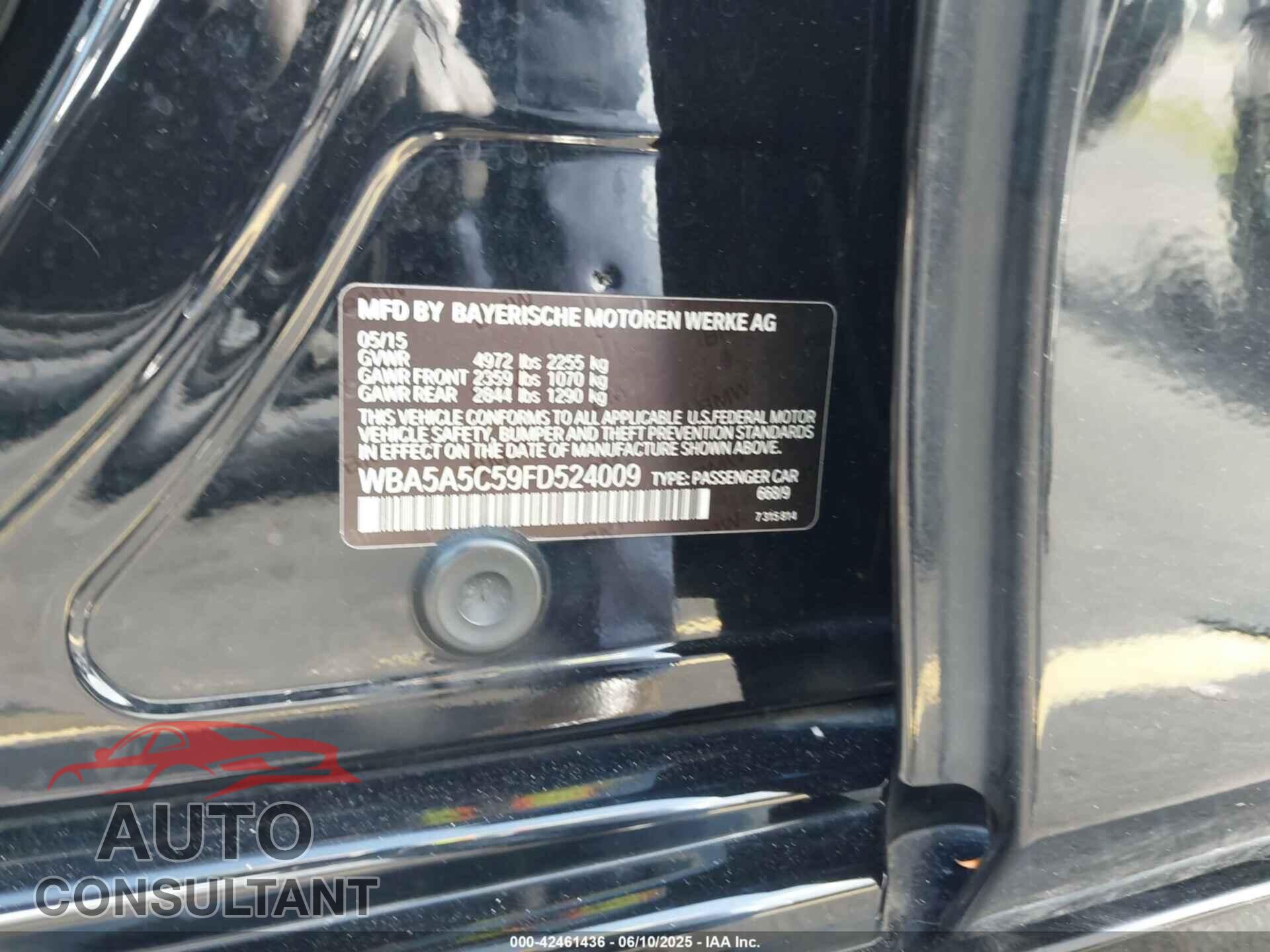 BMW 528I 2015 - WBA5A5C59FD524009