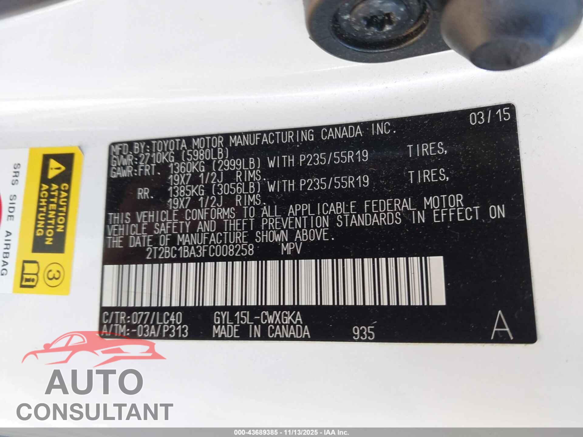 LEXUS RX 450H 2015 - 2T2BC1BA3FC008258