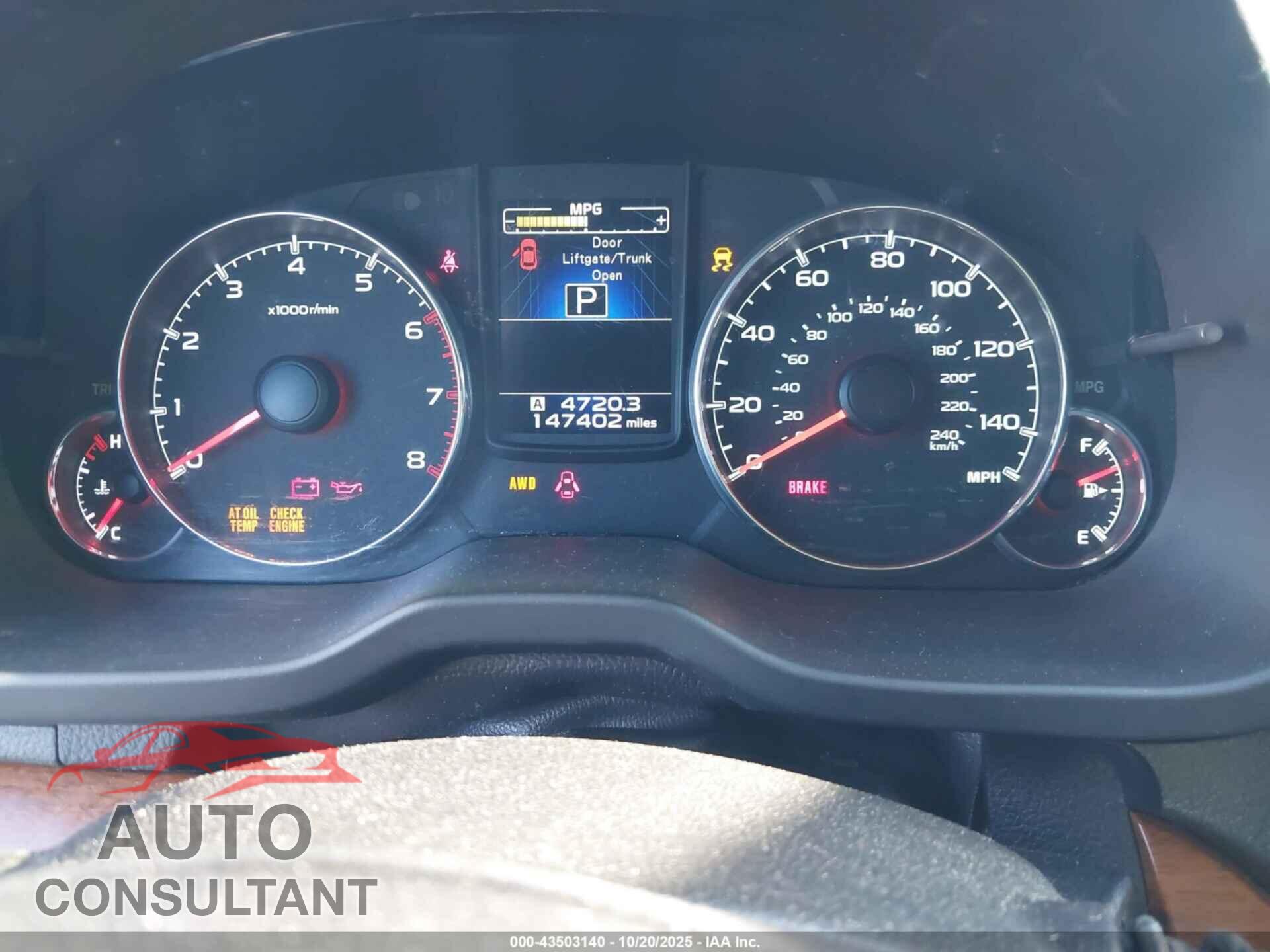 SUBARU OUTBACK 2014 - 4S4BRBLC5E3280242