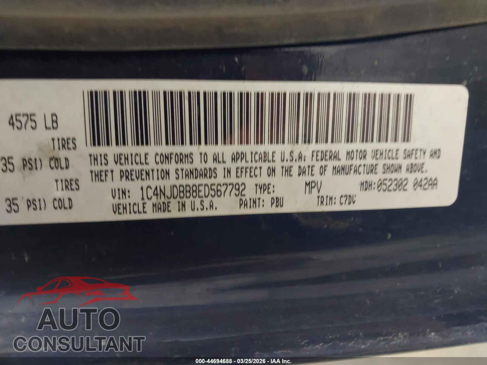 JEEP COMPASS 2014 - 1C4NJDBB8ED567792