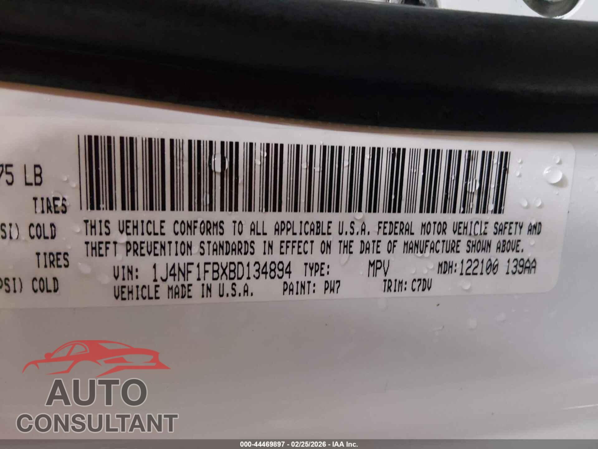 JEEP COMPASS 2011 - 1J4NF1FBXBD134894