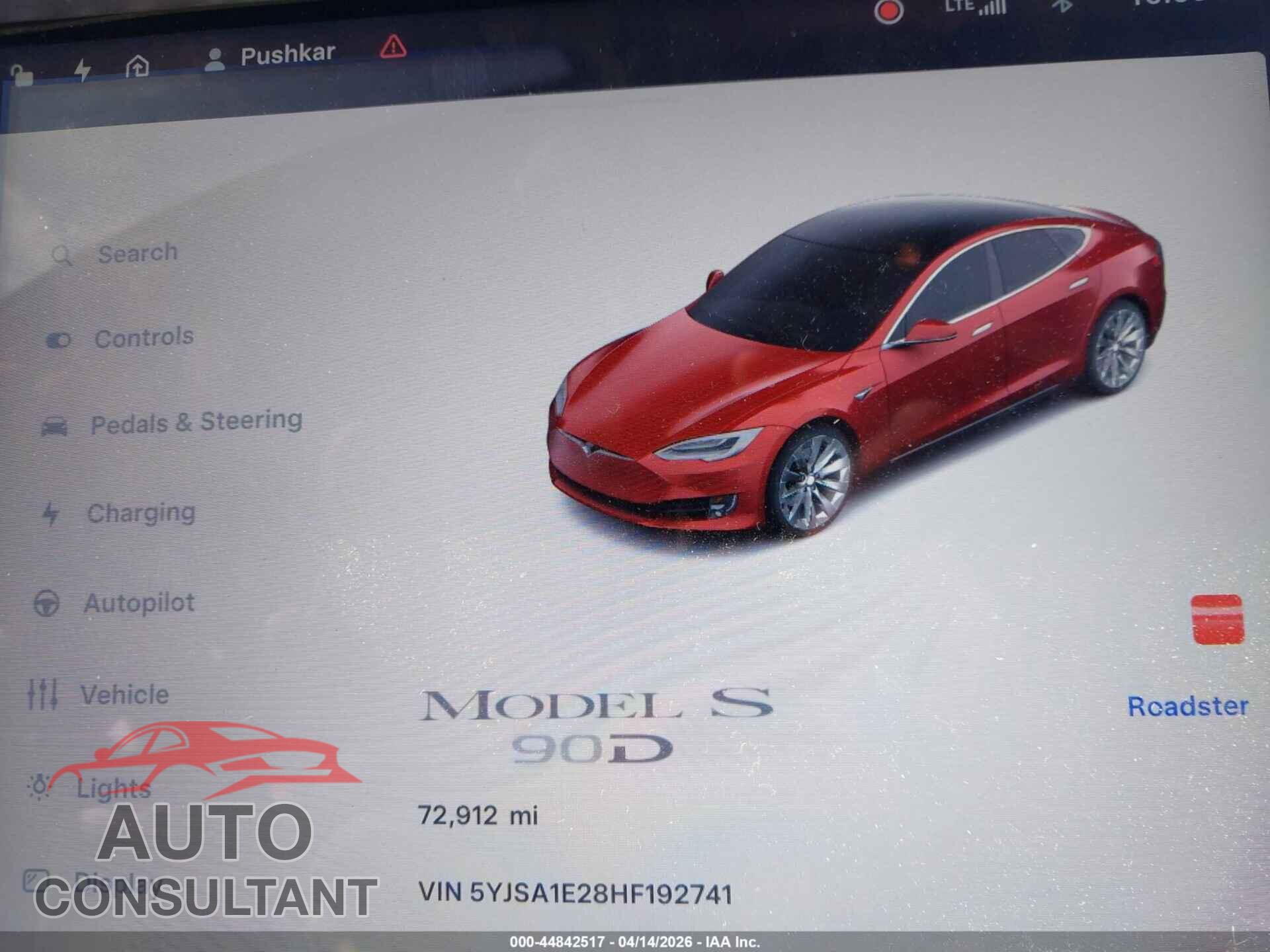 TESLA MODEL S 2017 - 5YJSA1E28HF192741