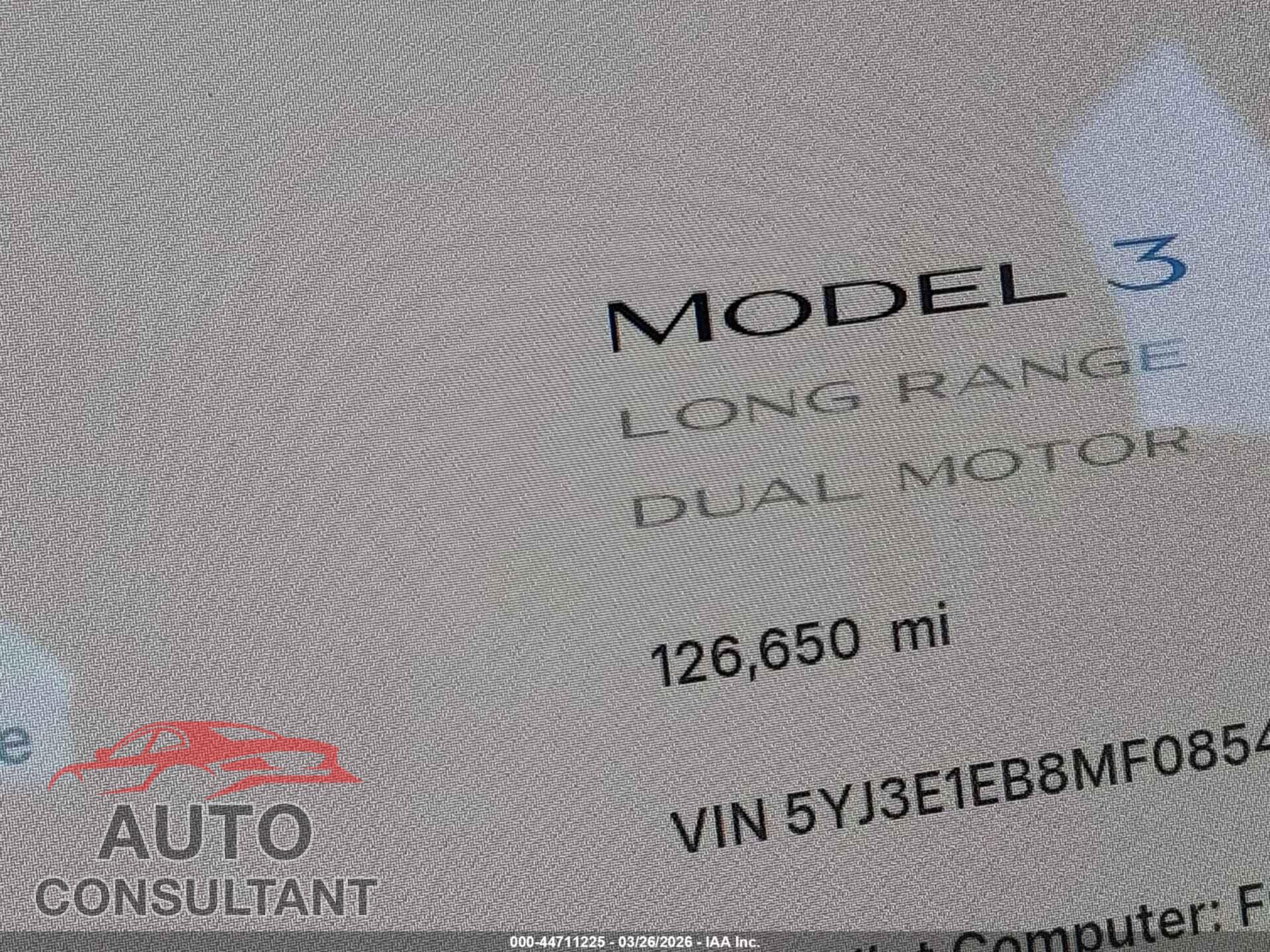 TESLA MODEL 3 2021 - 5YJ3E1EB8MF085482