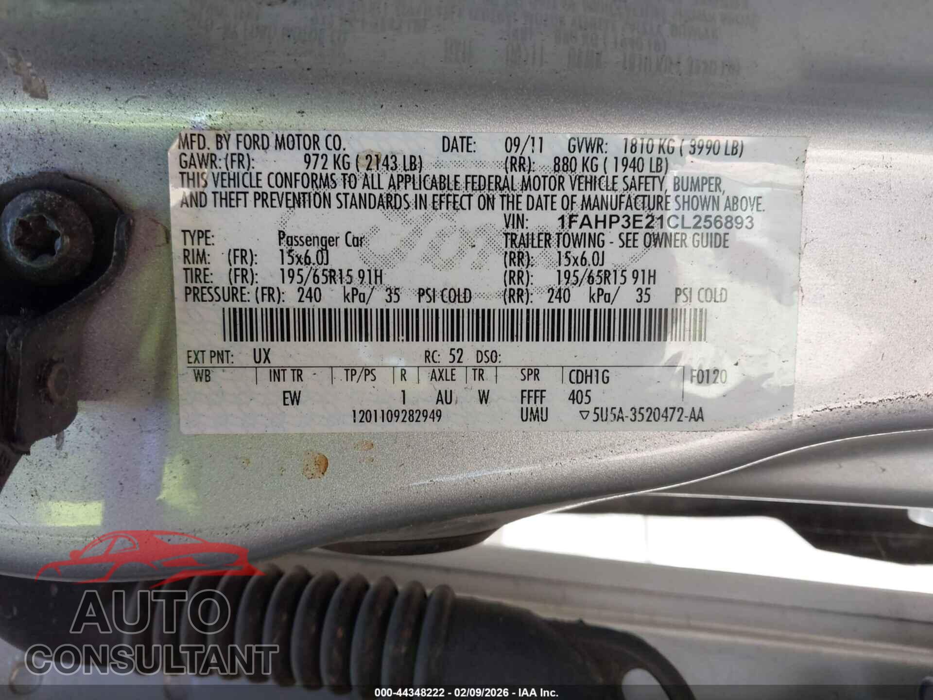 FORD FOCUS 2012 - 1FAHP3E21CL256893