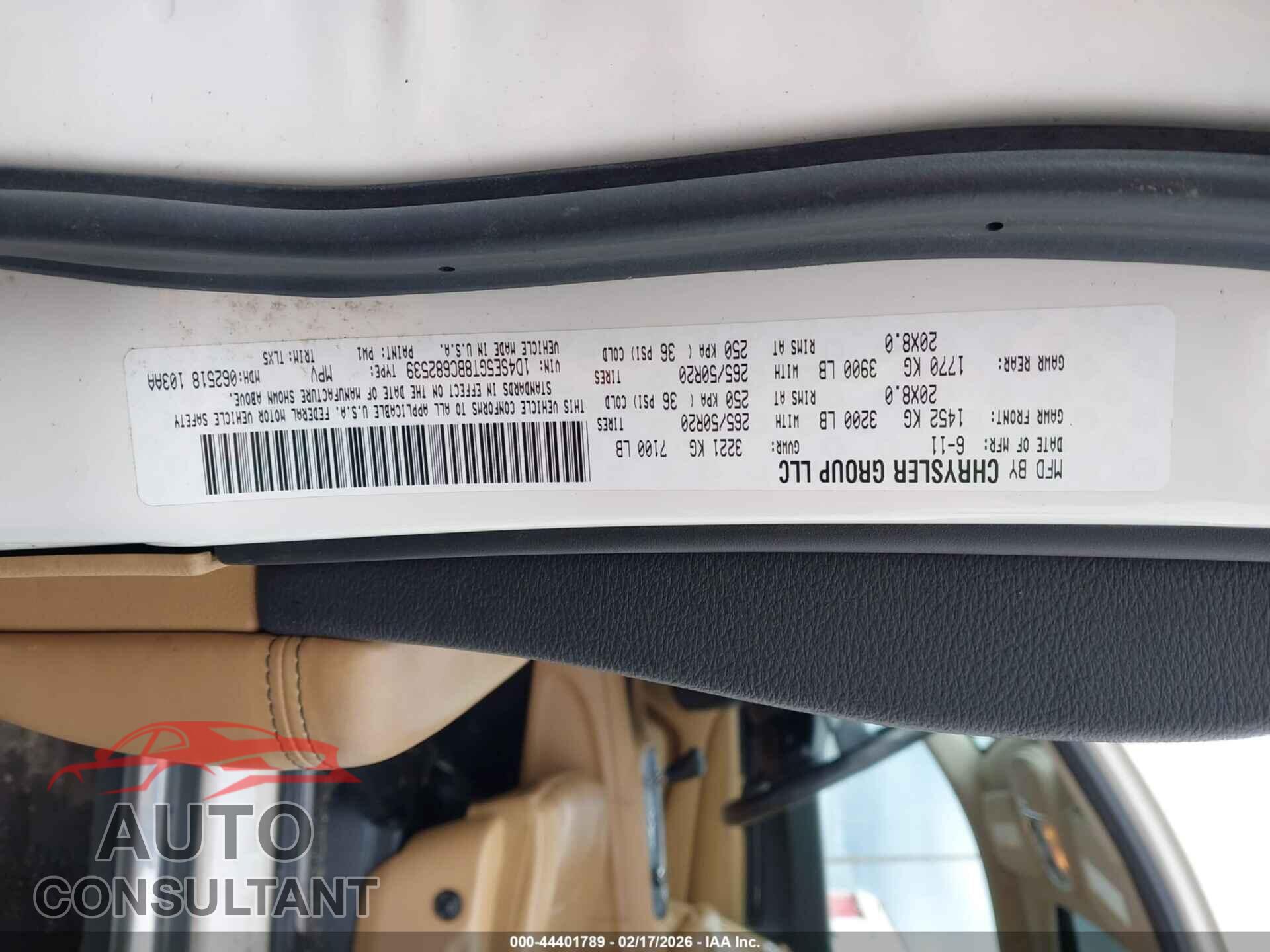 DODGE DURANGO 2011 - 1D4SE5GT8BC682539