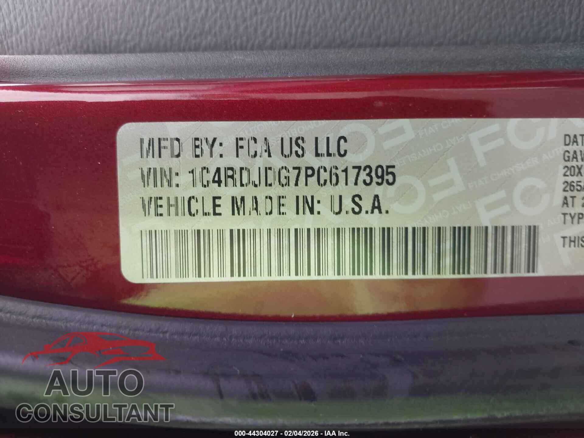 DODGE DURANGO 2023 - 1C4RDJDG7PC617395