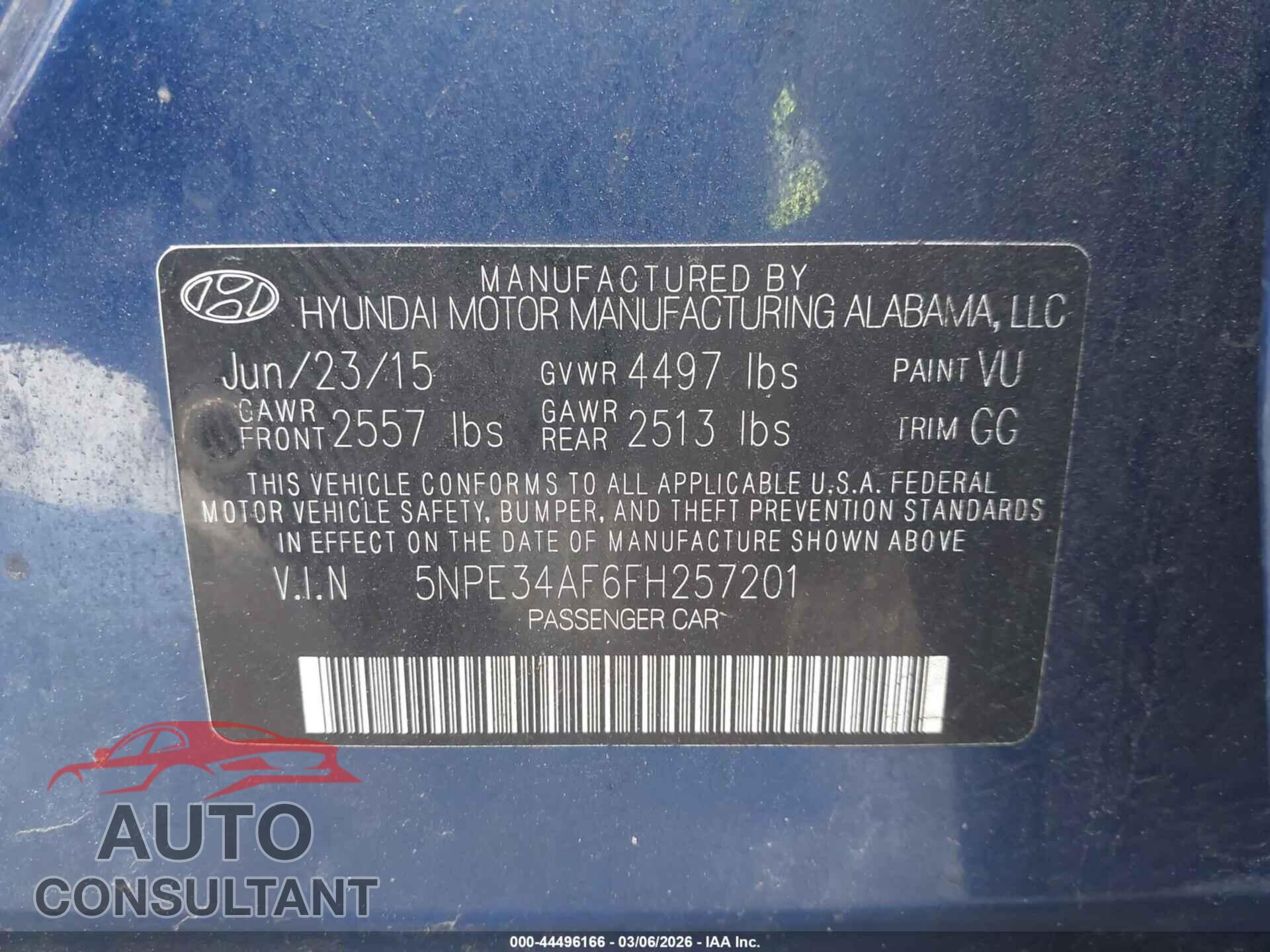 HYUNDAI SONATA 2015 - 5NPE34AF6FH257201