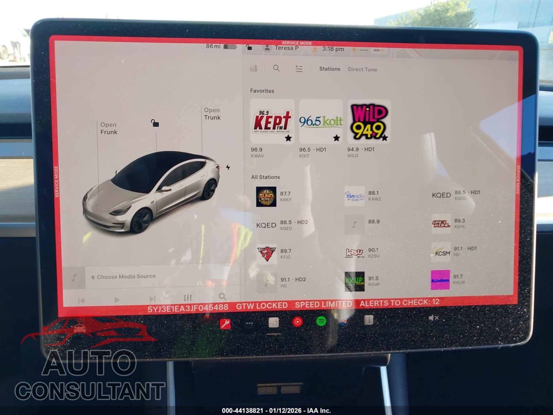 TESLA MODEL 3 2018 - 5YJ3E1EA3JF045488