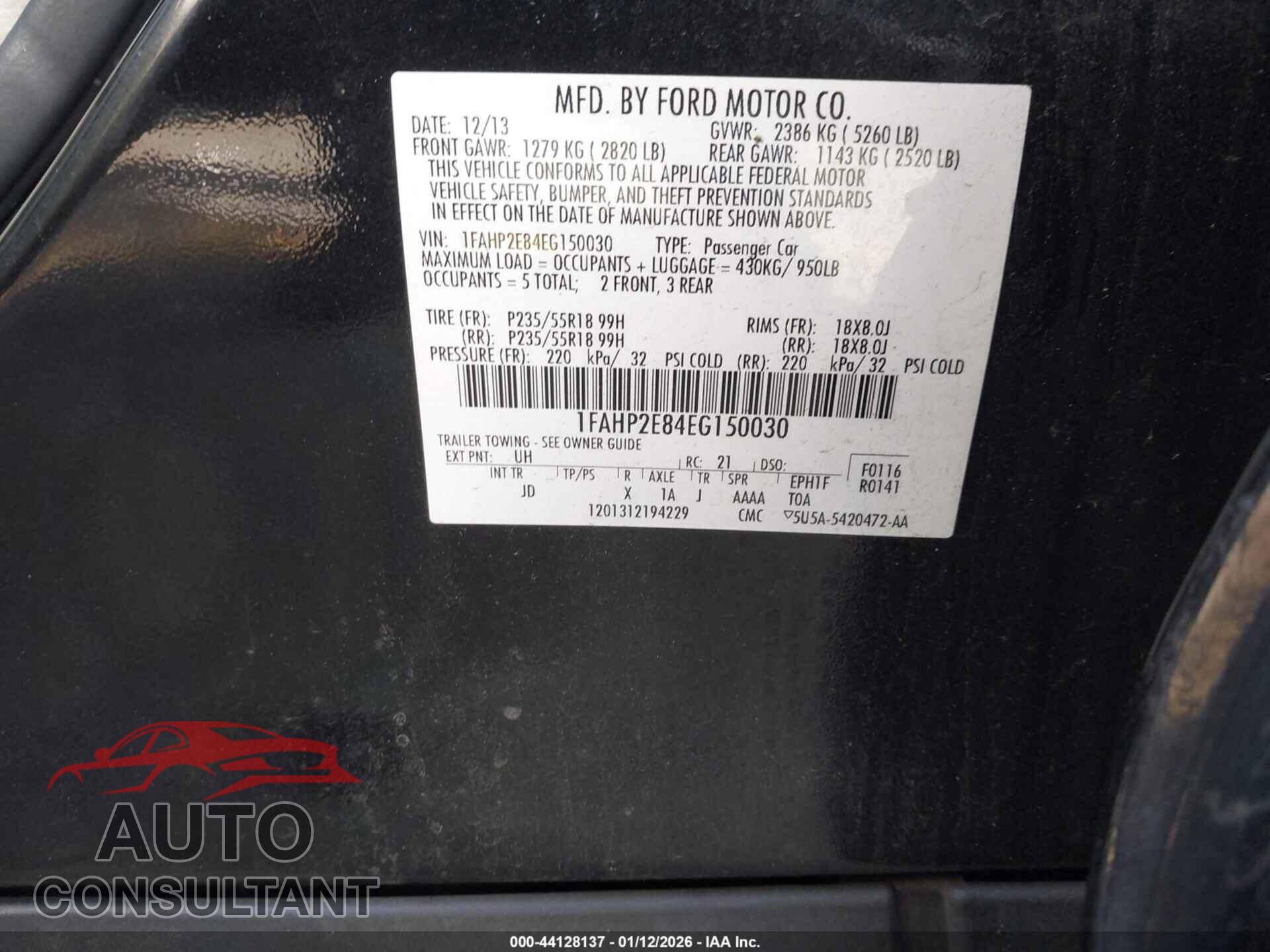 FORD TAURUS 2014 - 1FAHP2E84EG150030