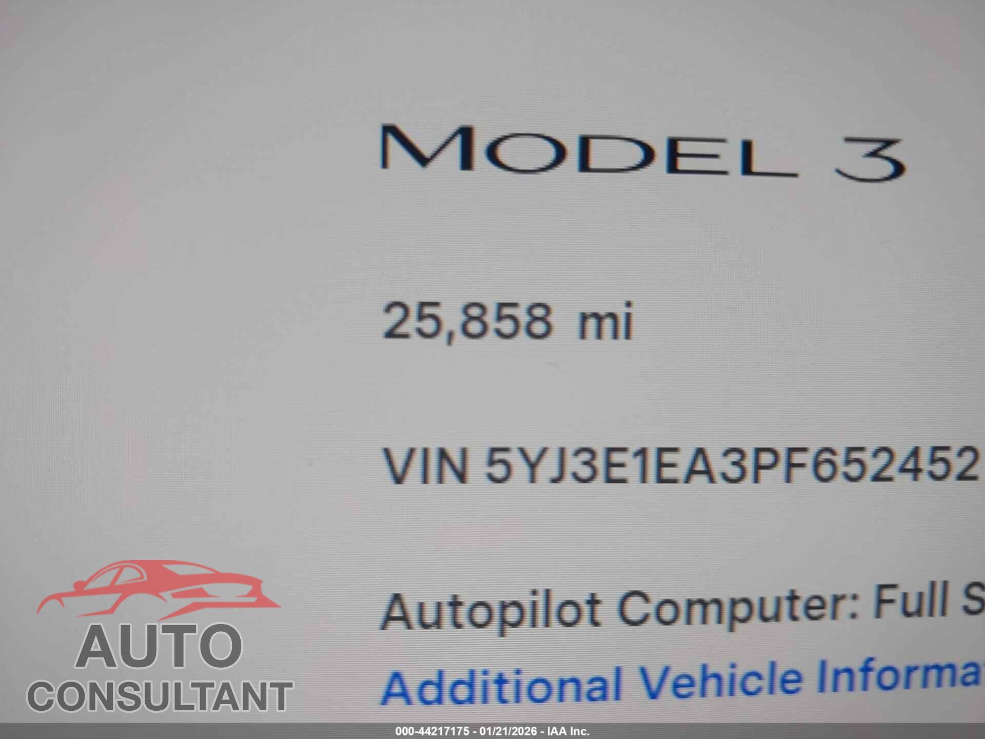 TESLA MODEL 3 2023 - 5YJ3E1EA3PF652452