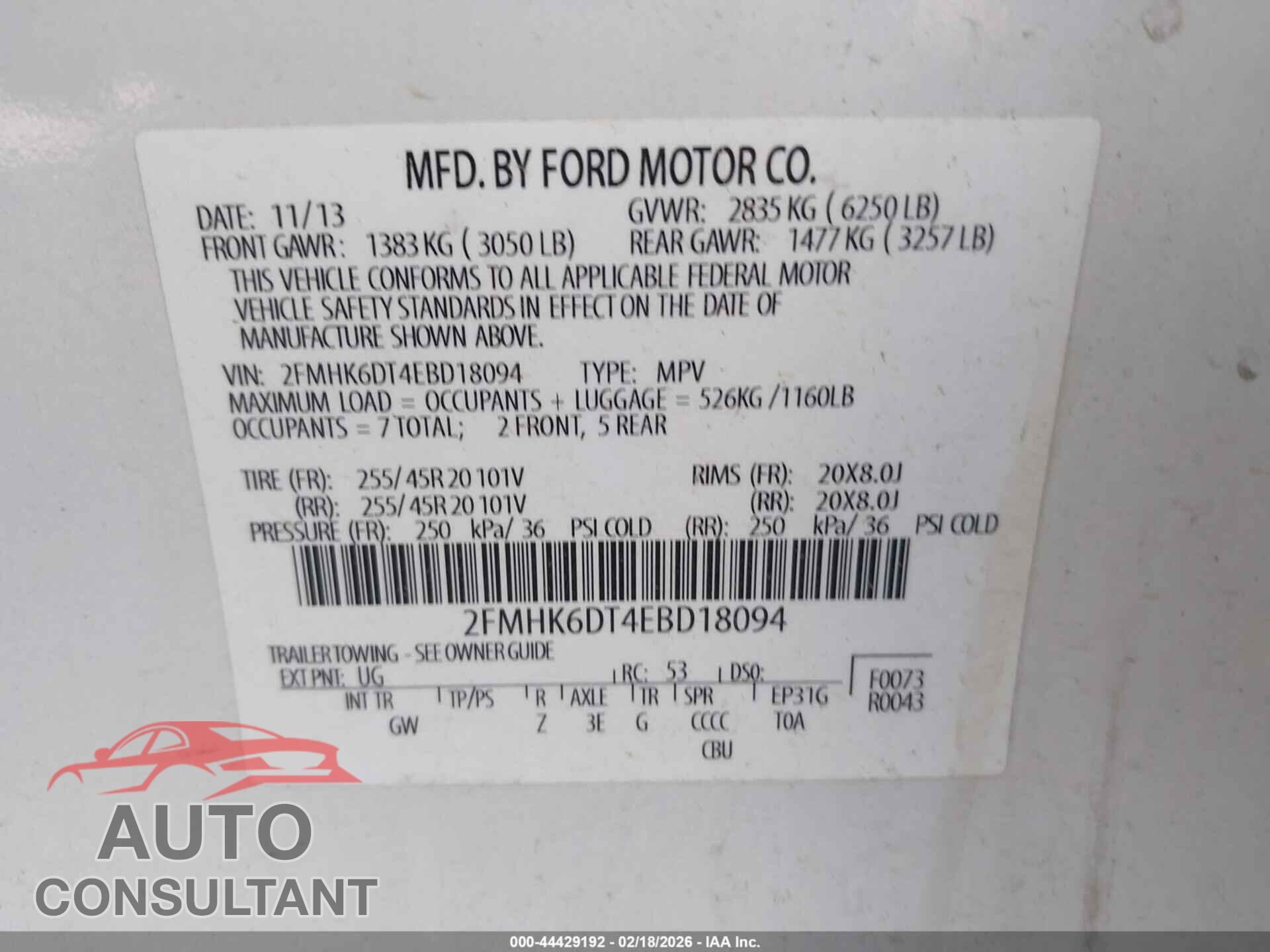 FORD FLEX 2014 - 2FMHK6DT4EBD18094