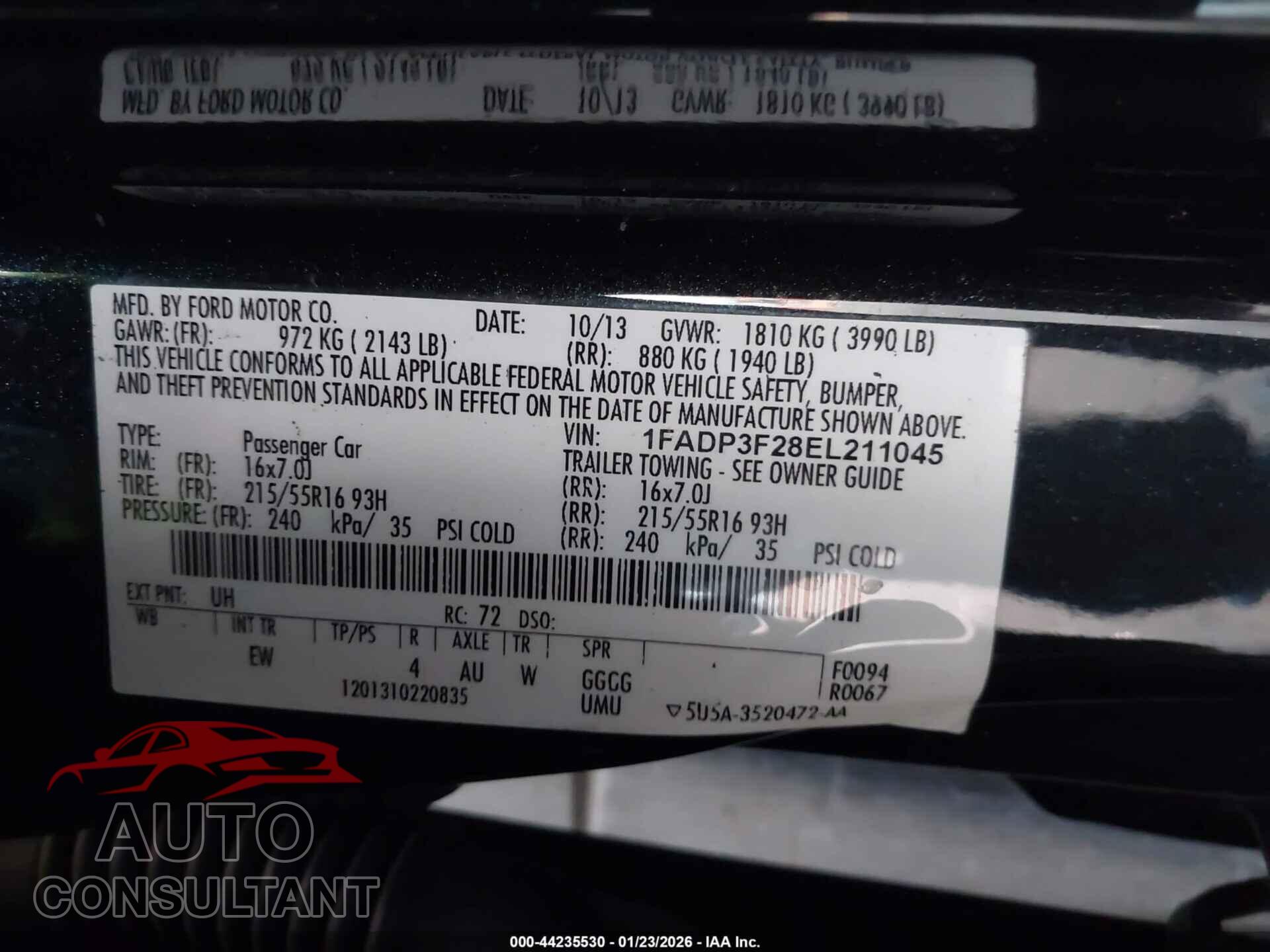FORD FOCUS 2014 - 1FADP3F28EL211045