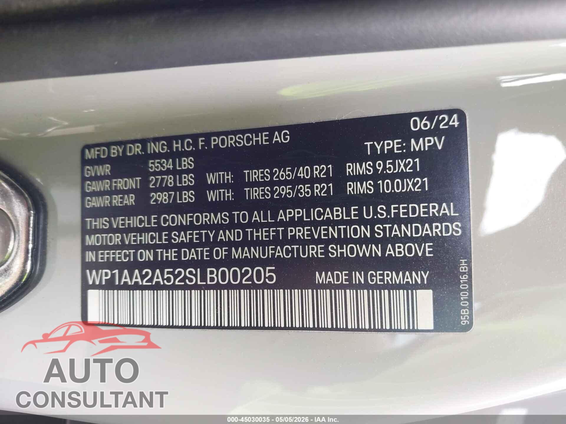 PORSCHE MACAN 2025 - WP1AA2A52SLB00205