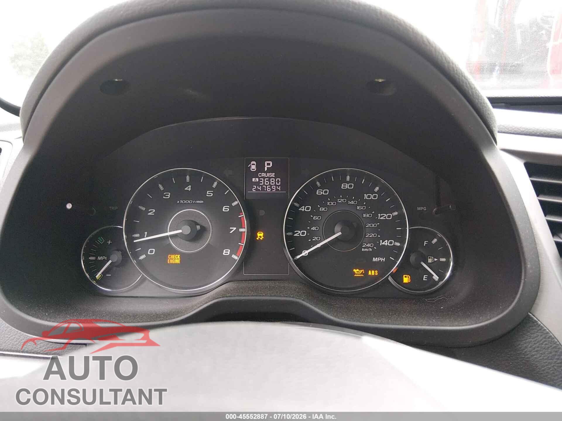 SUBARU OUTBACK 2012 - 4S4BRBGC9C3234033