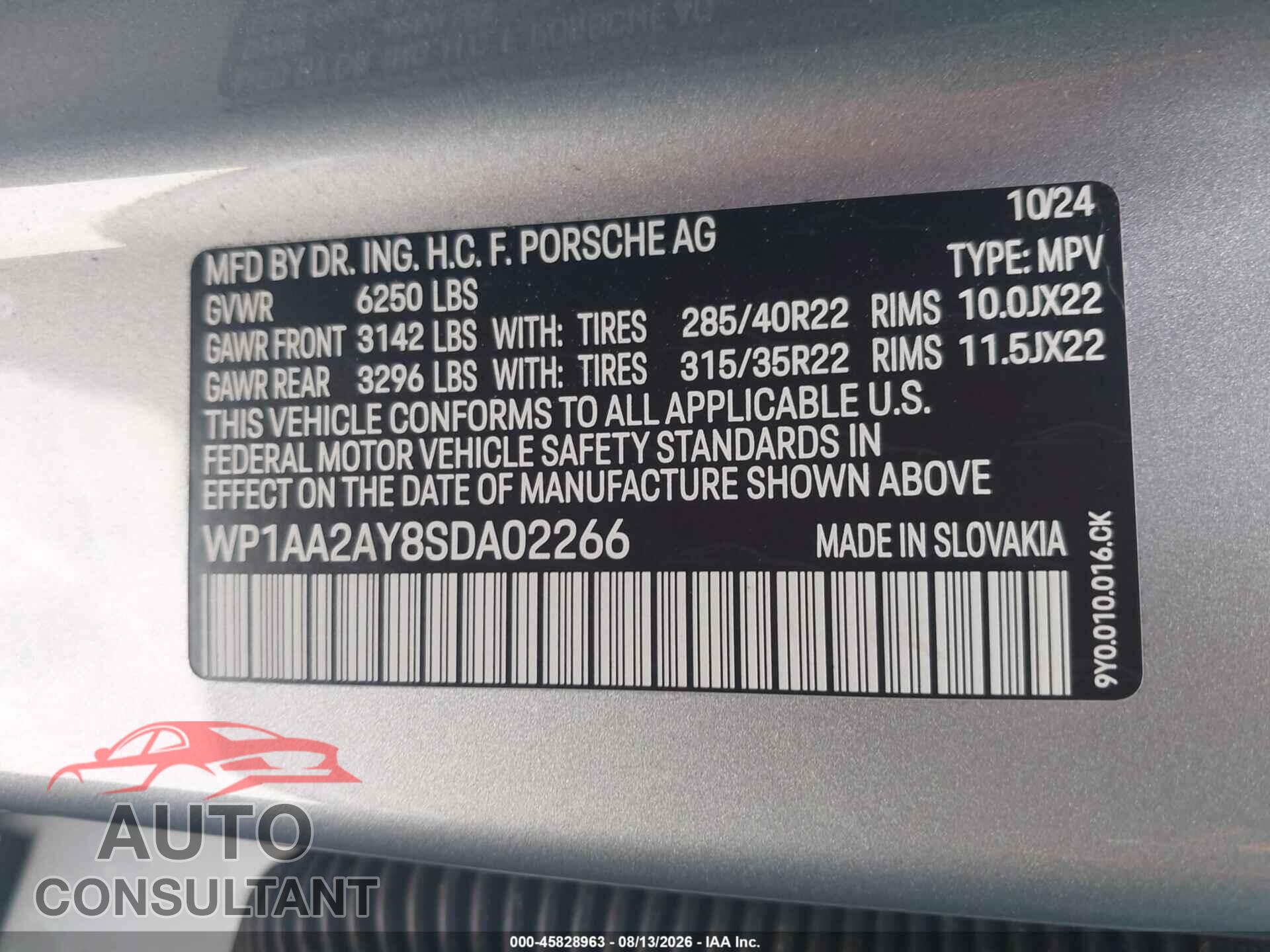 PORSCHE CAYENNE 2025 - WP1AA2AY8SDA02266