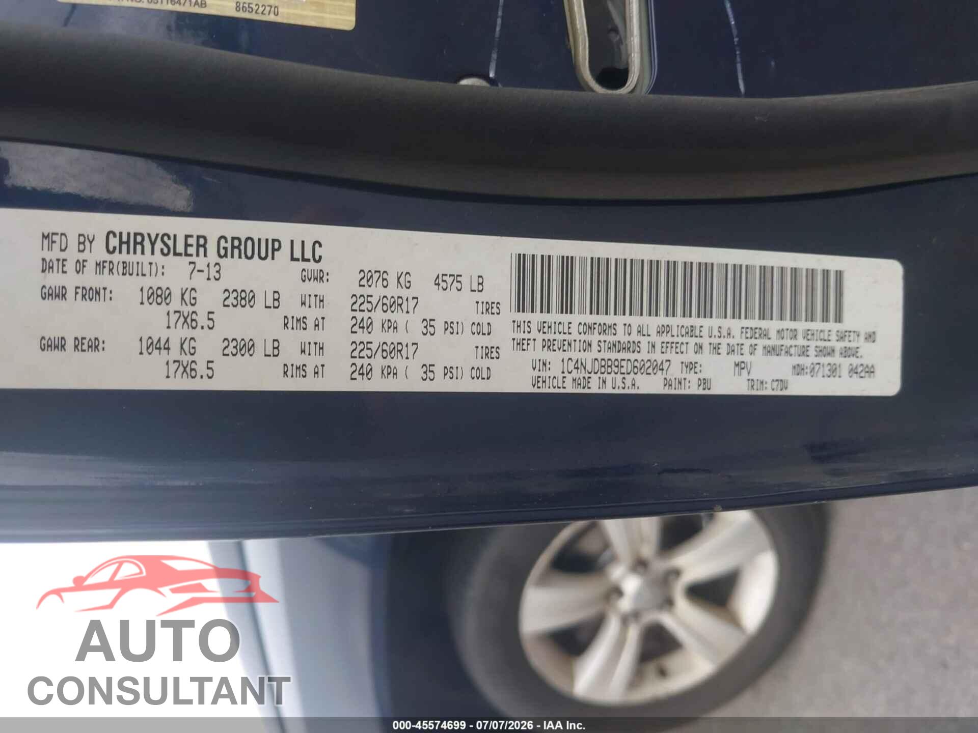 JEEP COMPASS 2014 - 1C4NJDBB9ED602047